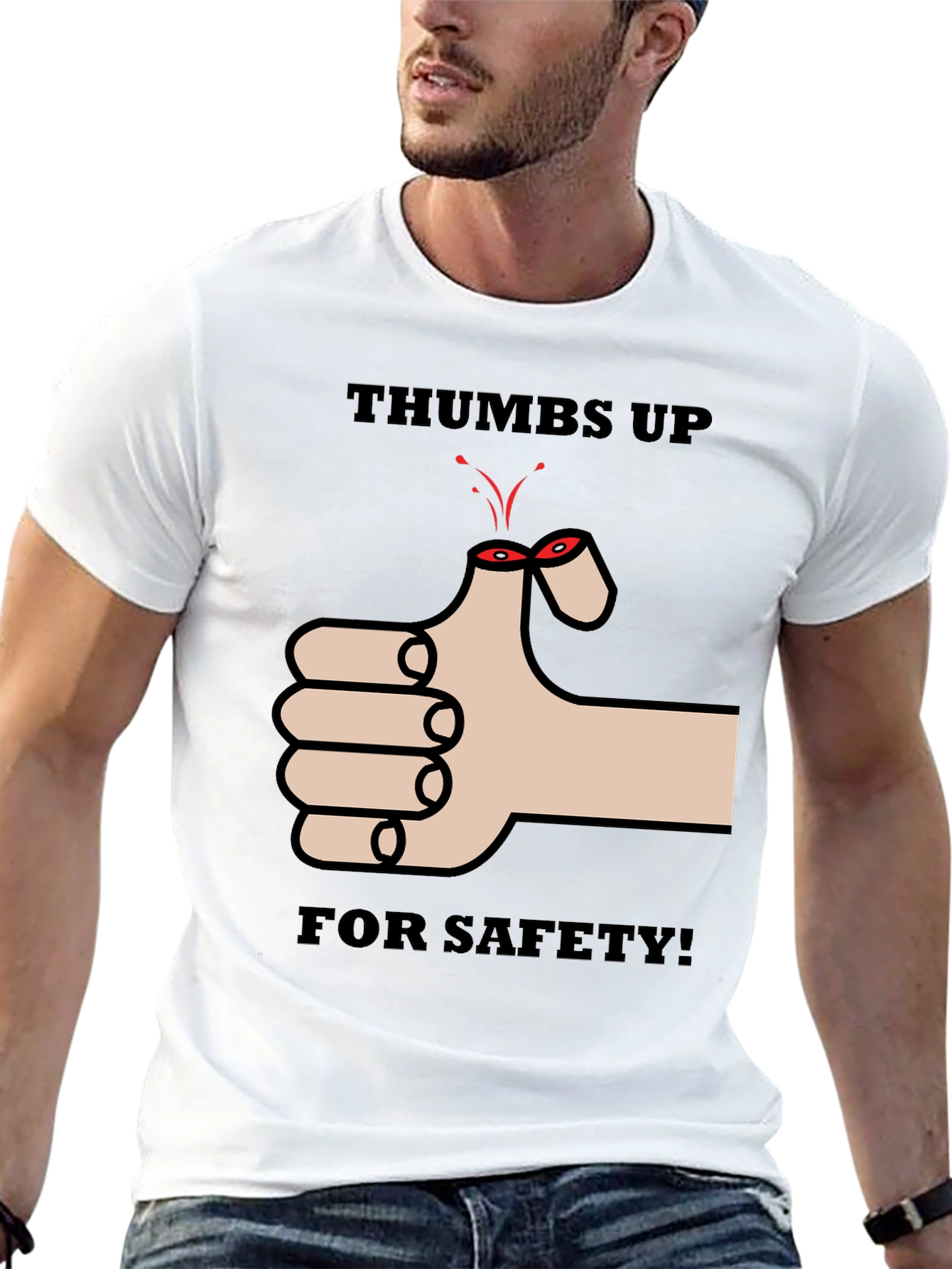 Thumbs Up For Safety Mens Black T-Shirt