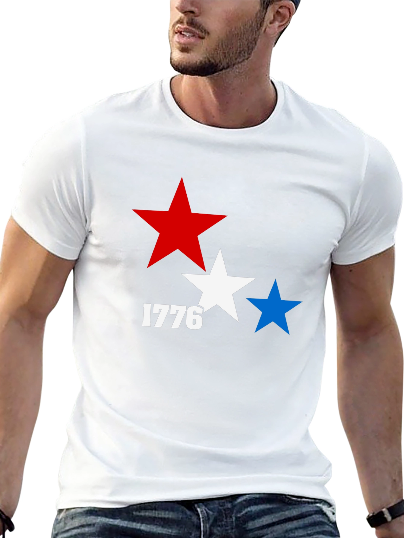 Patriotic 1776 Star Graphic T-Shirt
