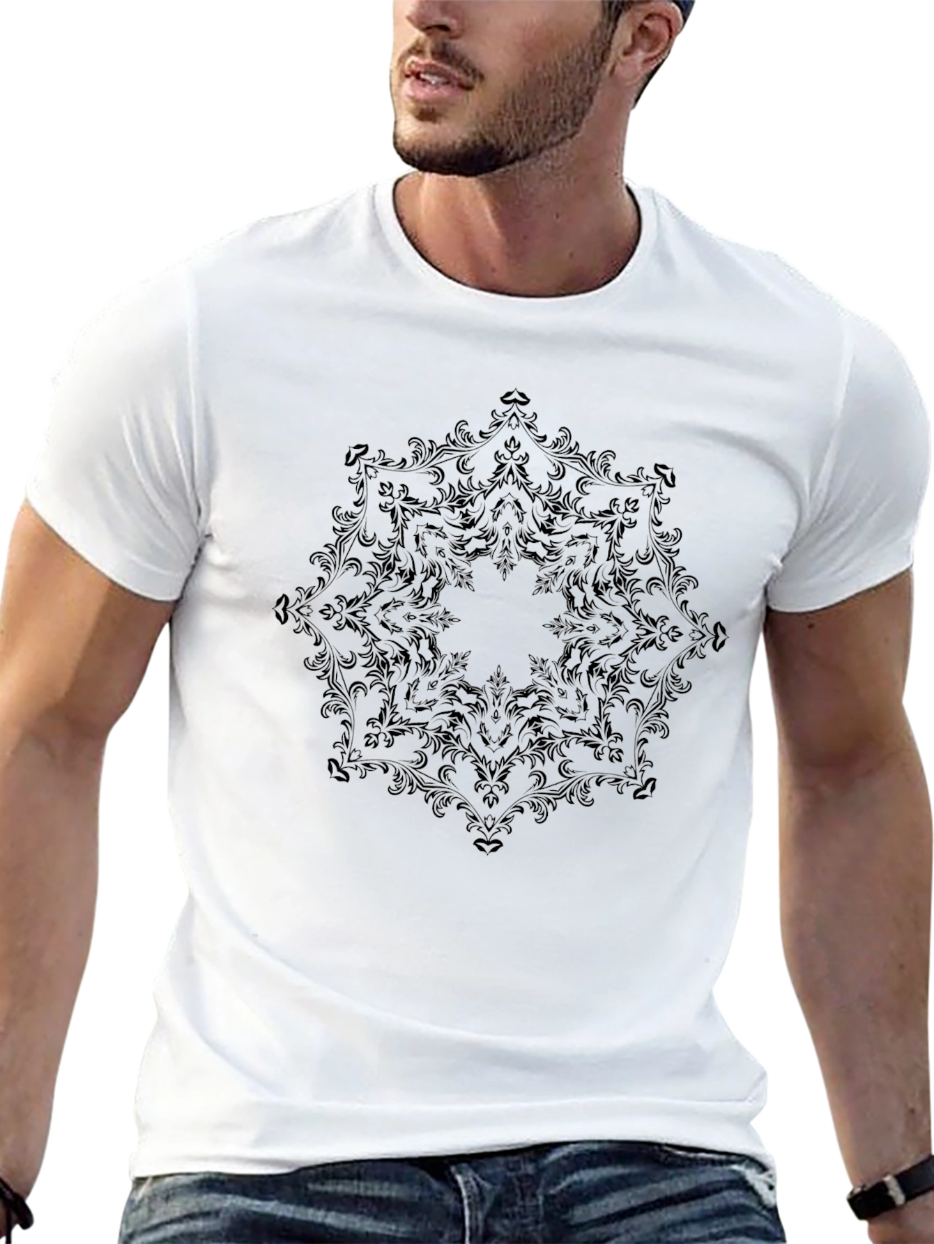 Black Floral Mandala T-Shirt