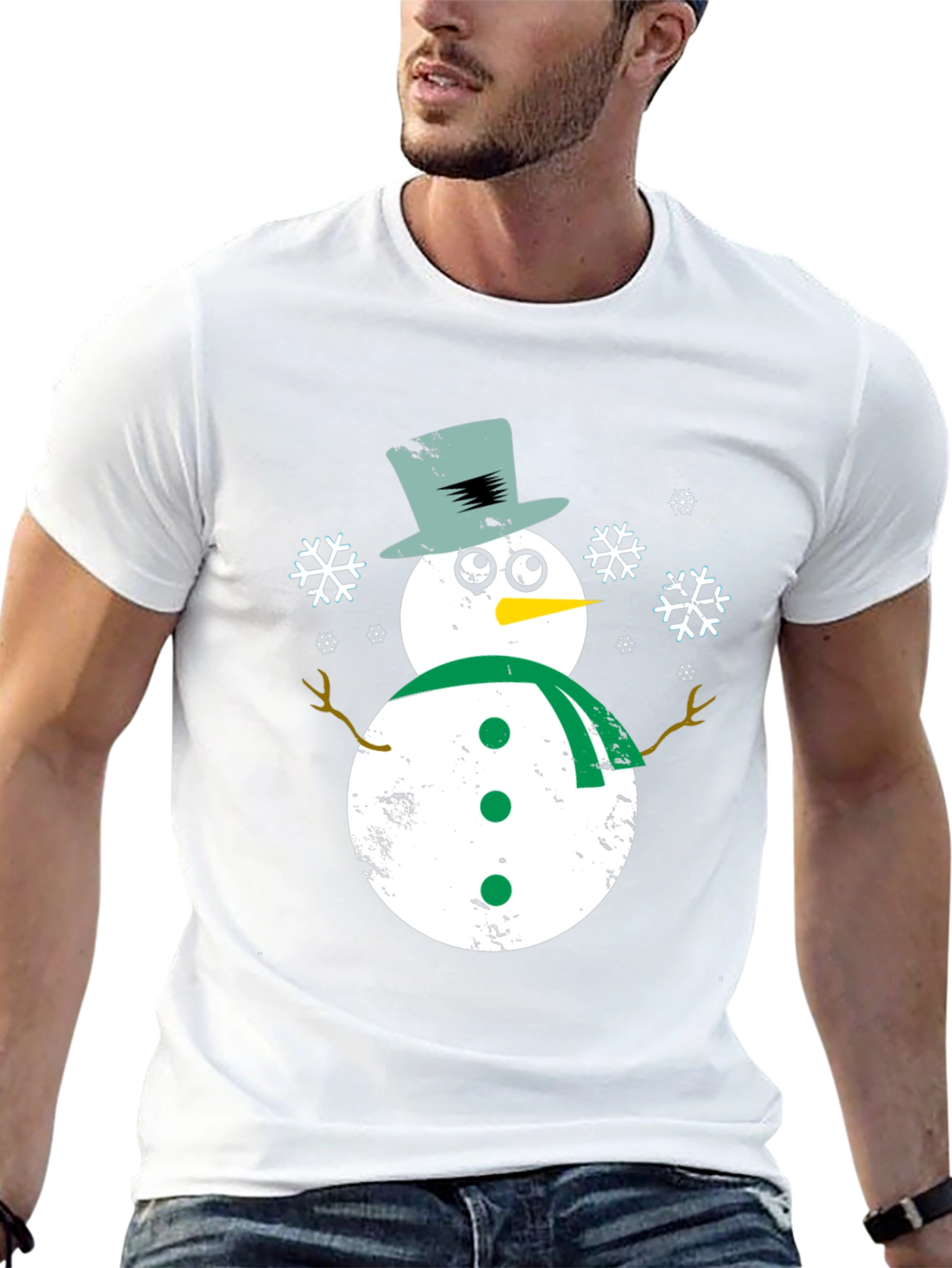 Whimsical Snowman Graphic Tee - Festive Holiday Shirt