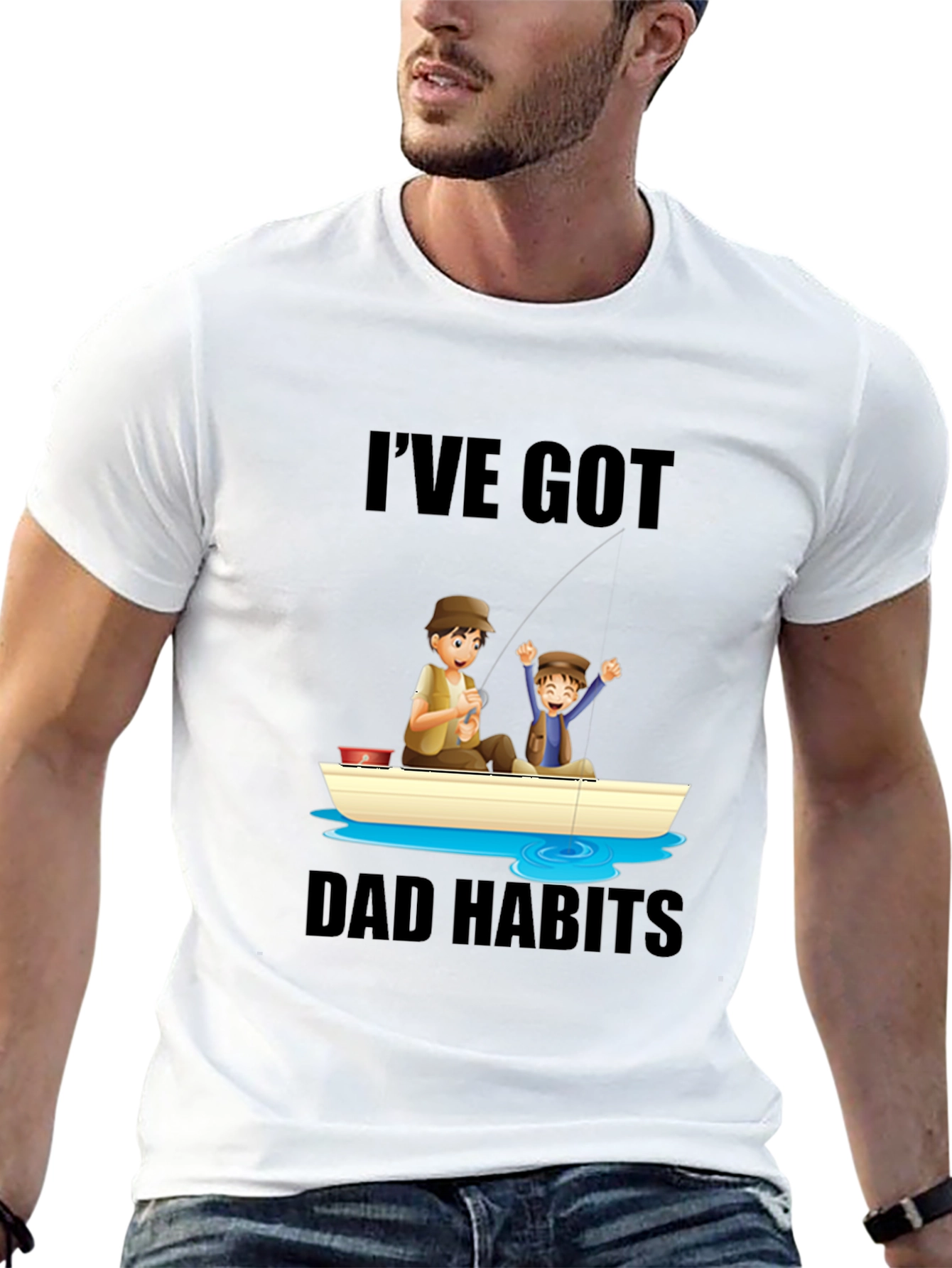 Dad Habits T-Shirt - Fishing Father & Son Design