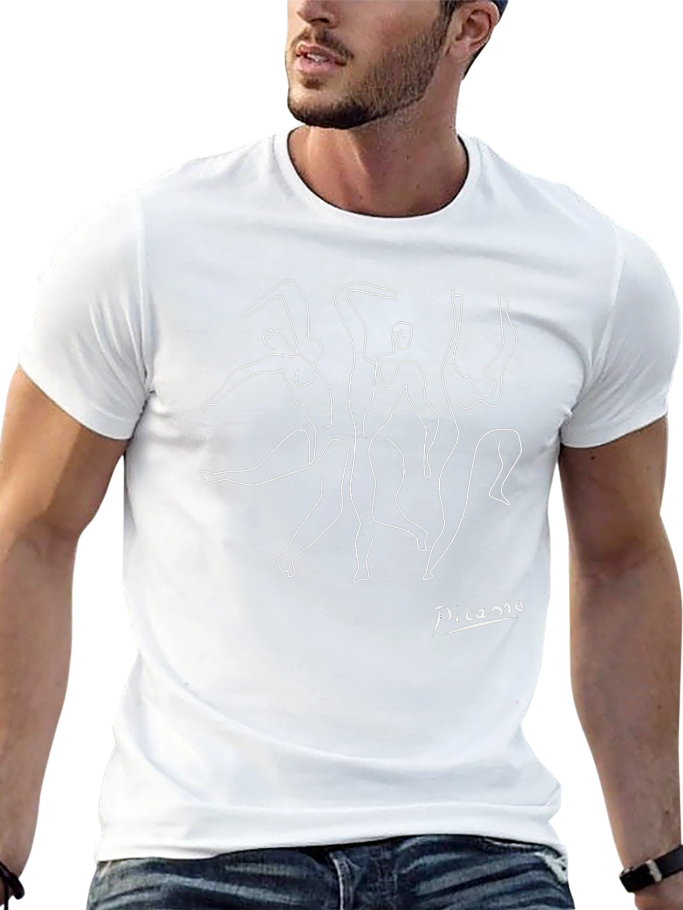 Picasso Dance Line Art Black T-Shirt