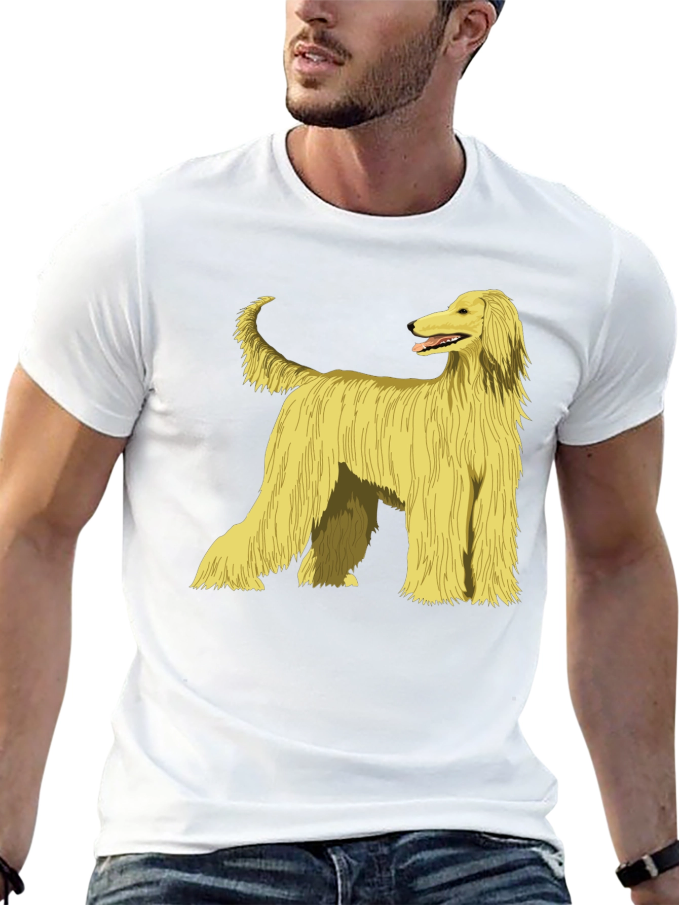 Afghan Hound Dog Graphic Print T-Shirt