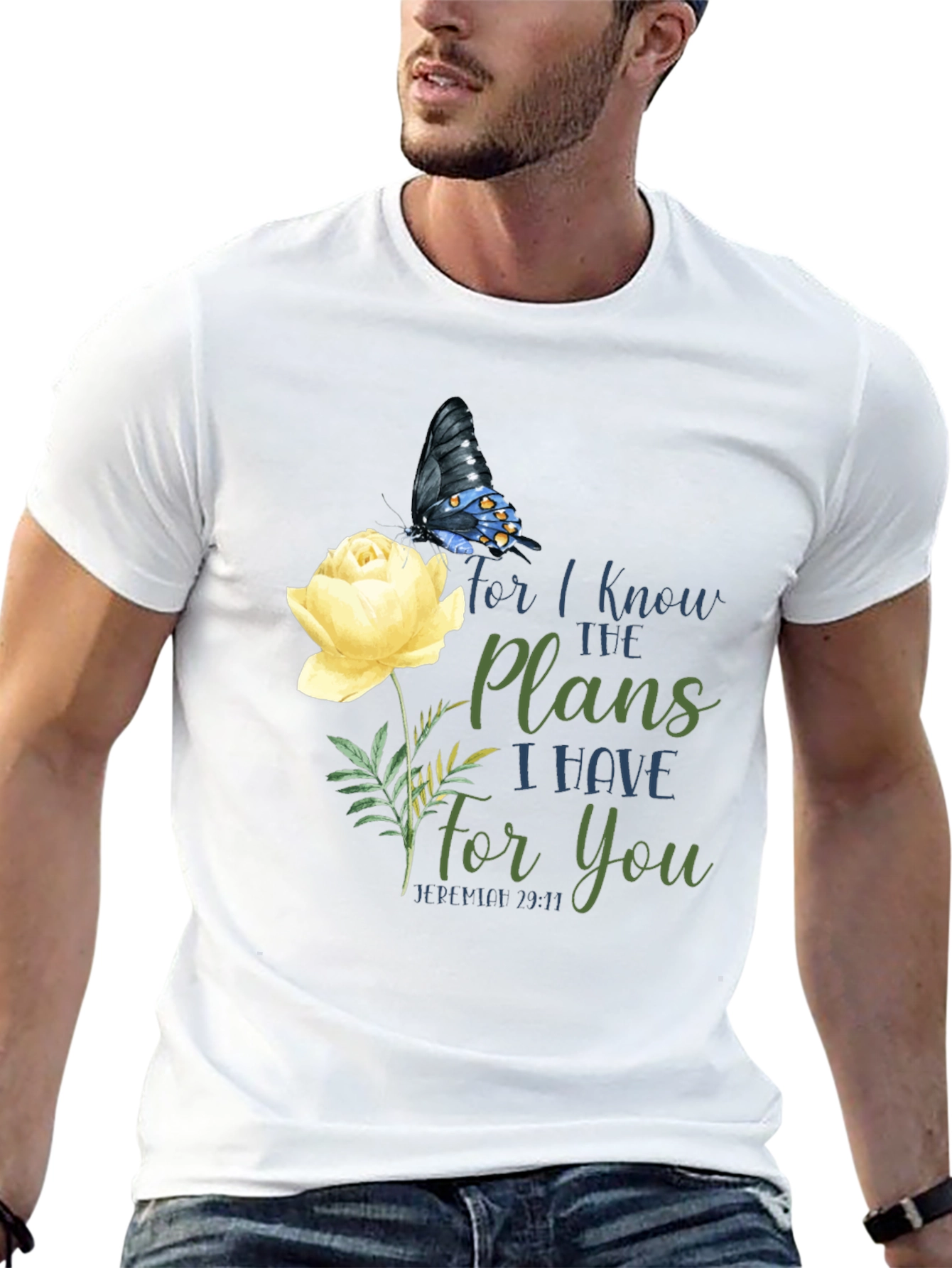 Faith-Inspired T-Shirt: Butterfly & Floral Design