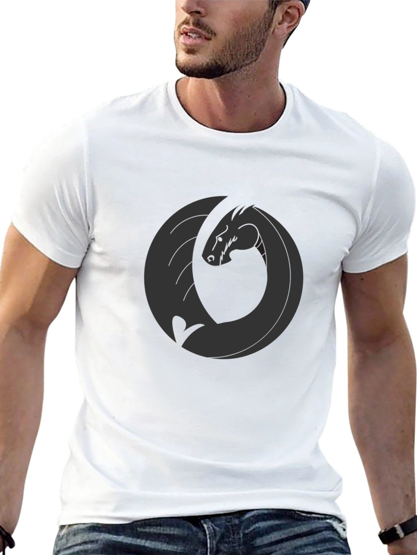 Dragon Emblem Graphic Tee - Black