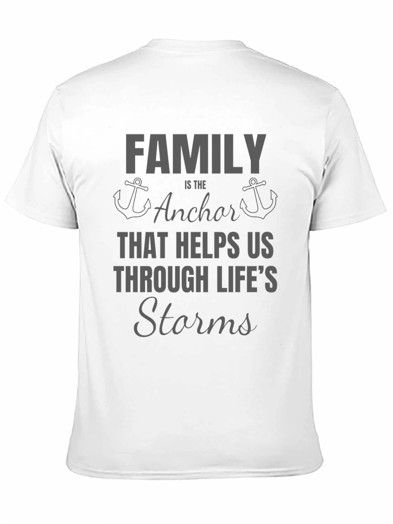 Family is the Anchor T-Shirt Grey Graphic Print