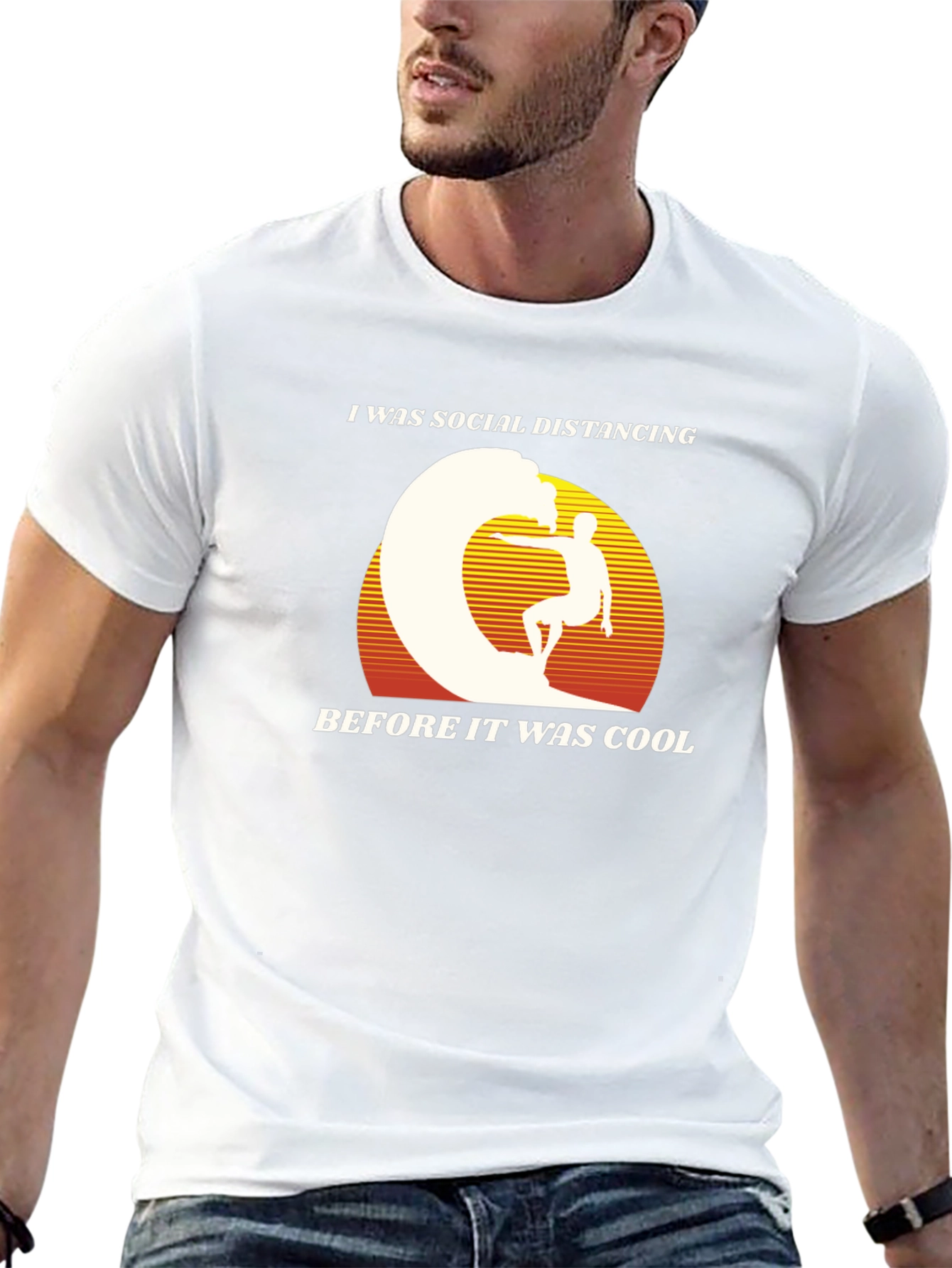 Social Distancing Surfer Graphic Tee - Retro Cool!