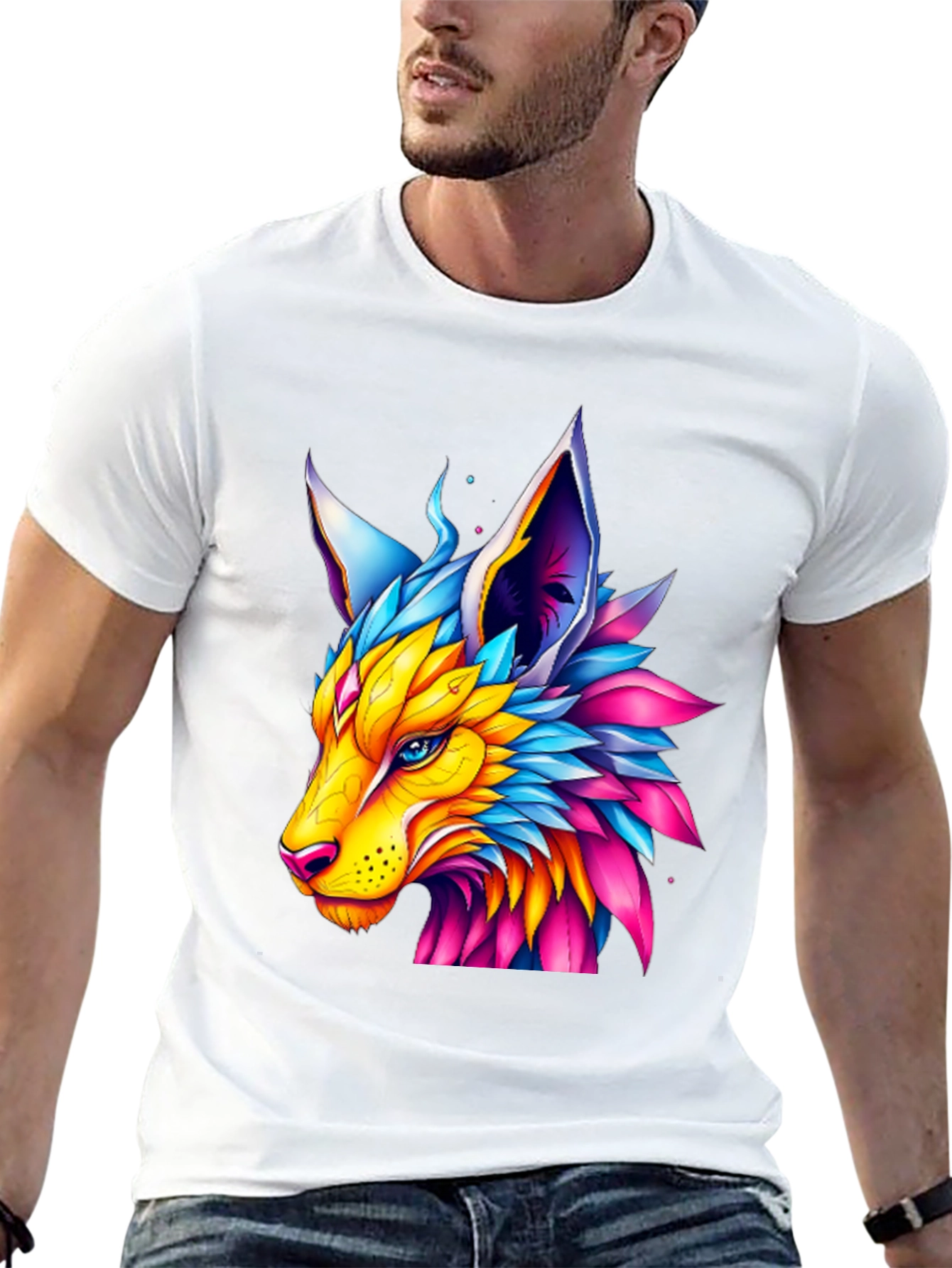 Colorful Fox Graphic T-Shirt