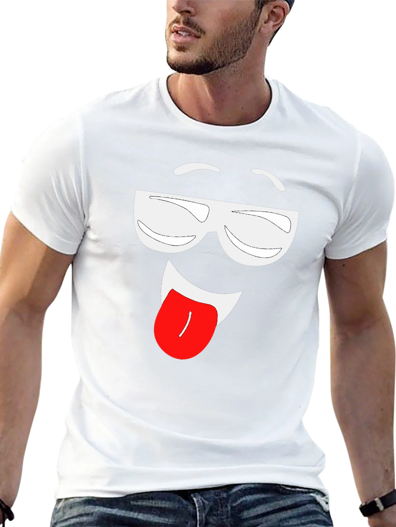 Funny Face Graphic Tee - Black Cotton T-Shirt