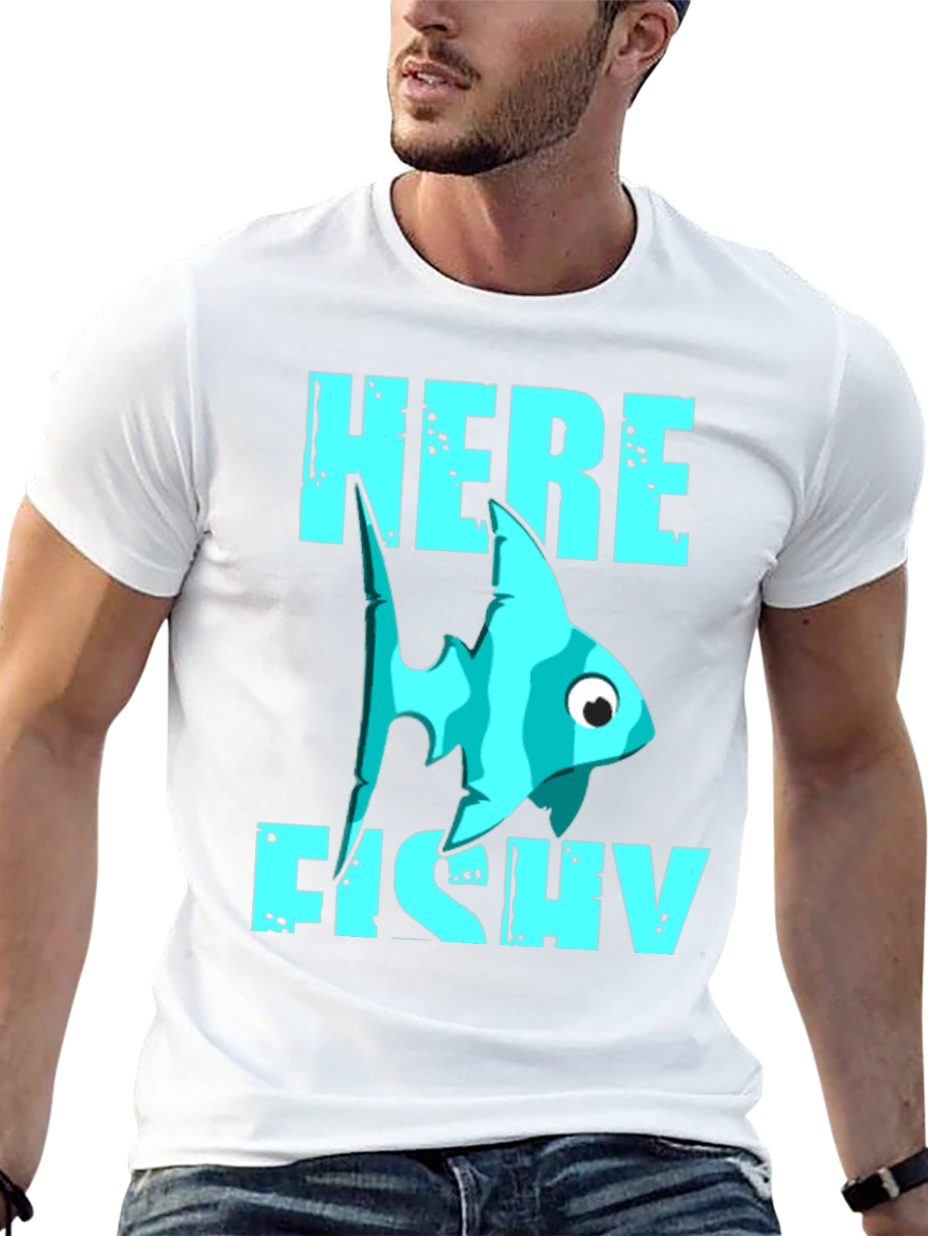 Here Fishy T-Shirt - Funny Fishing Graphic Tee