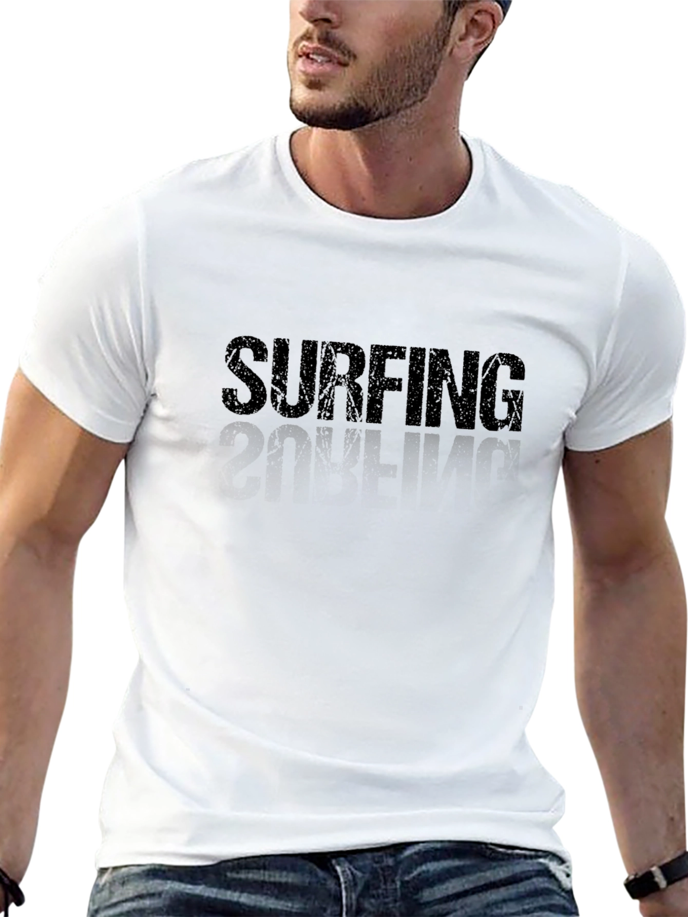 Surfing Text Black T-Shirt