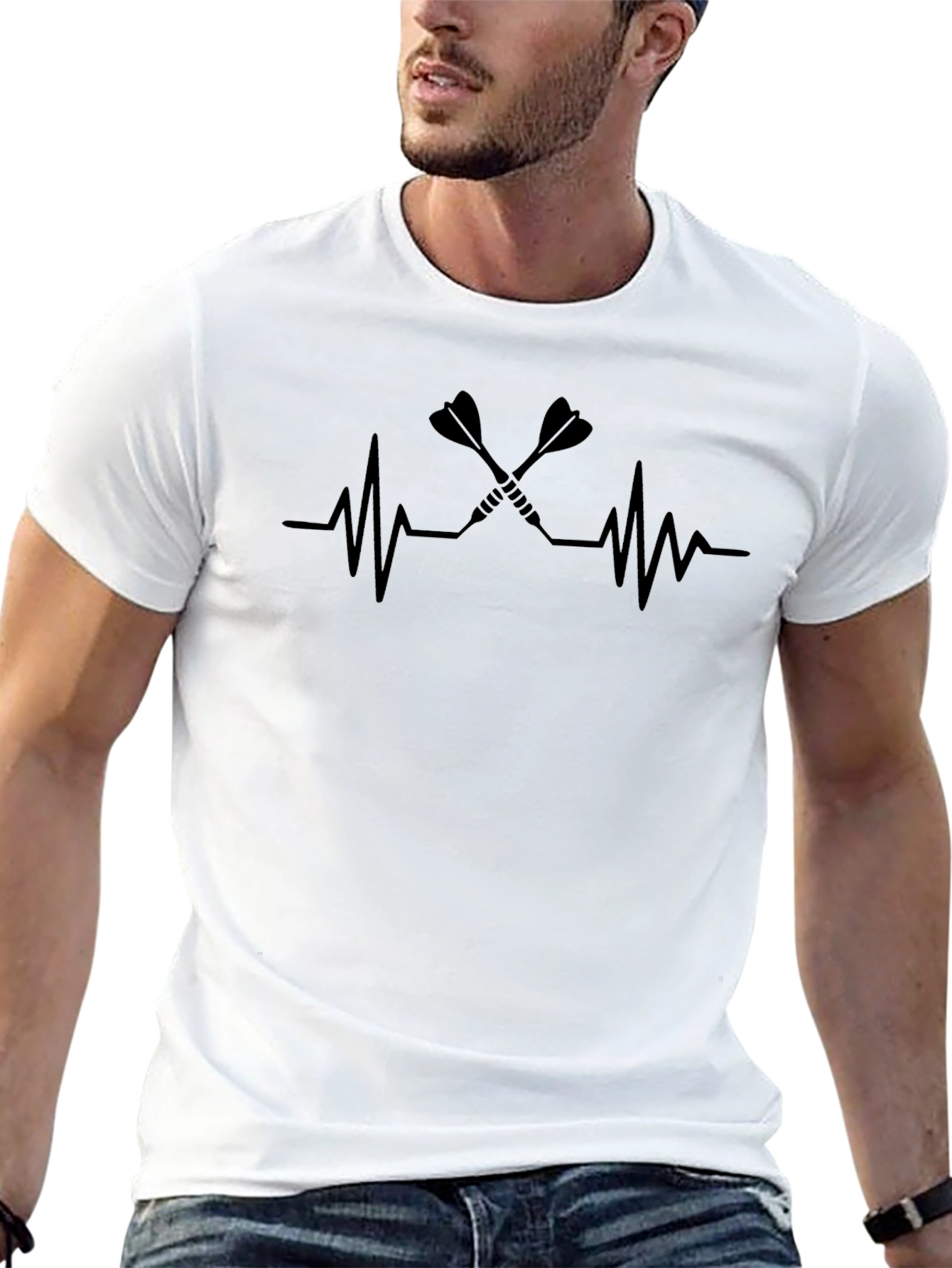 Darts Heartbeat Graphic T-Shirt - Black