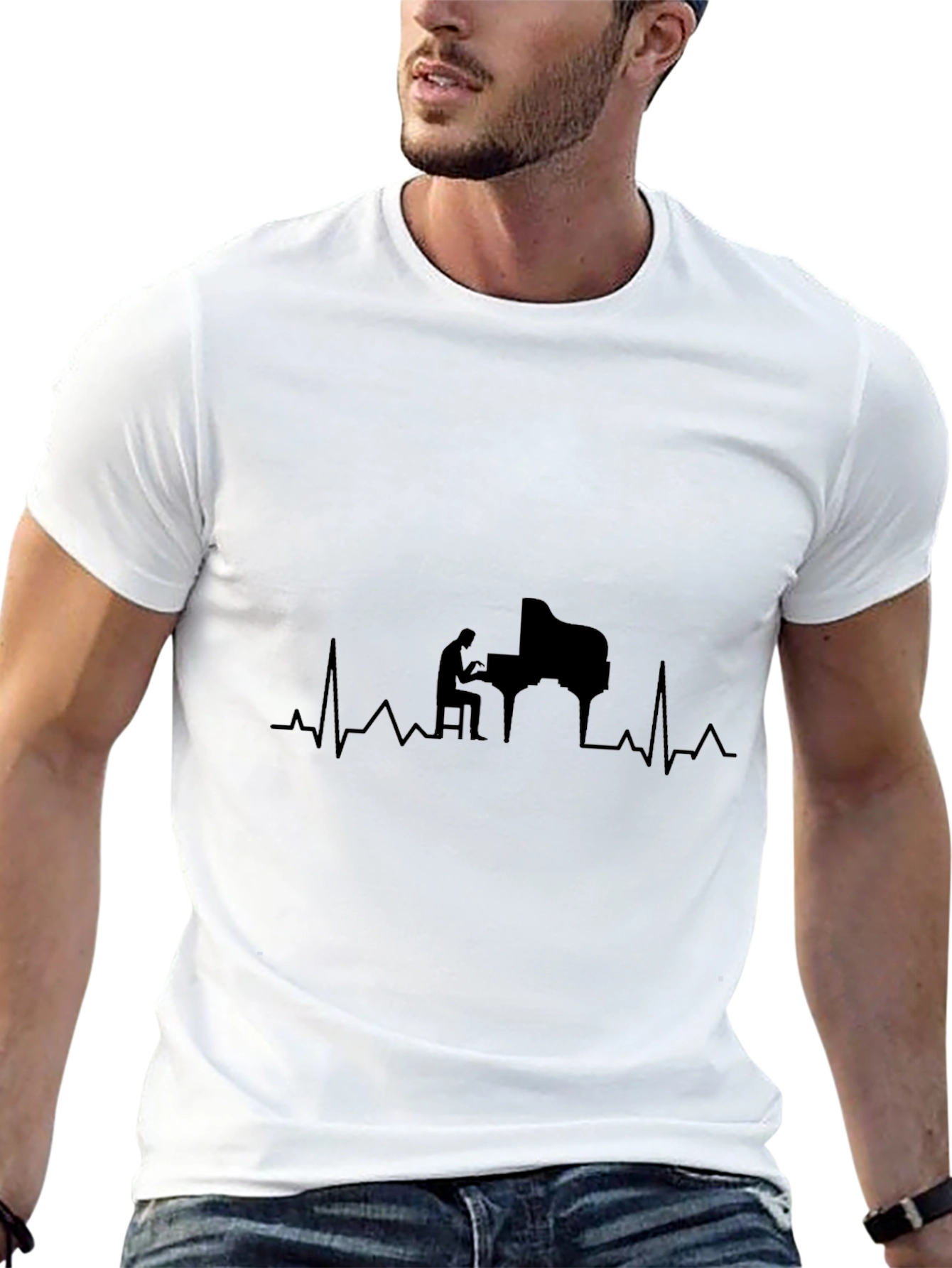 Piano Heartbeat T-Shirt - Music Lovers Tee