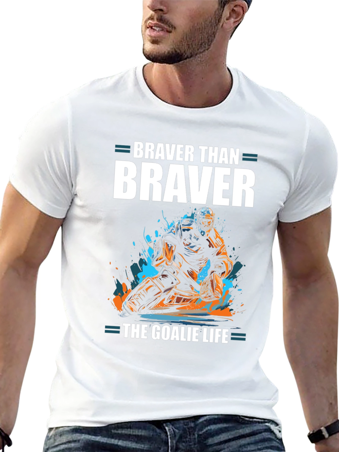 Braver Than Brave Hockey Goalie Graphic Tee