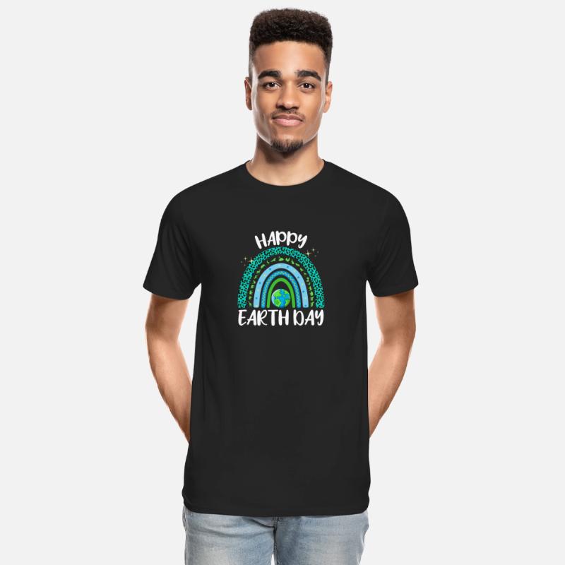 Happy Earth Day Planet with Rainbow