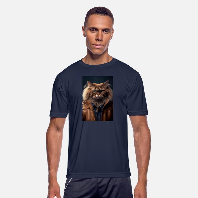 Himalayan Cat Breed Portrait wears a leather jacke