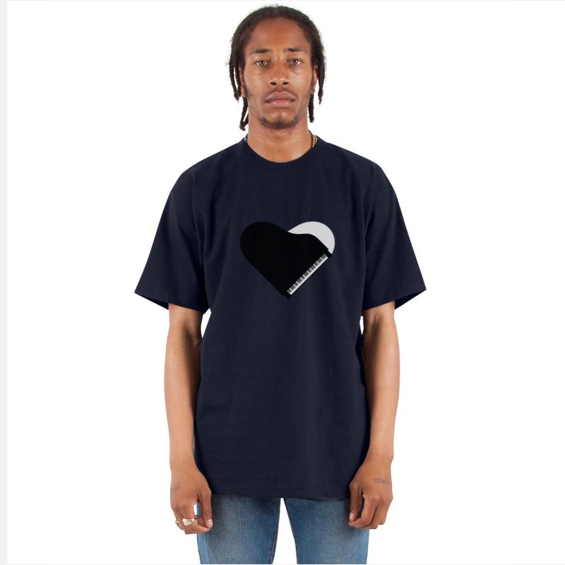 I love Grand Piano Heart Organ Keyboard Music Logo