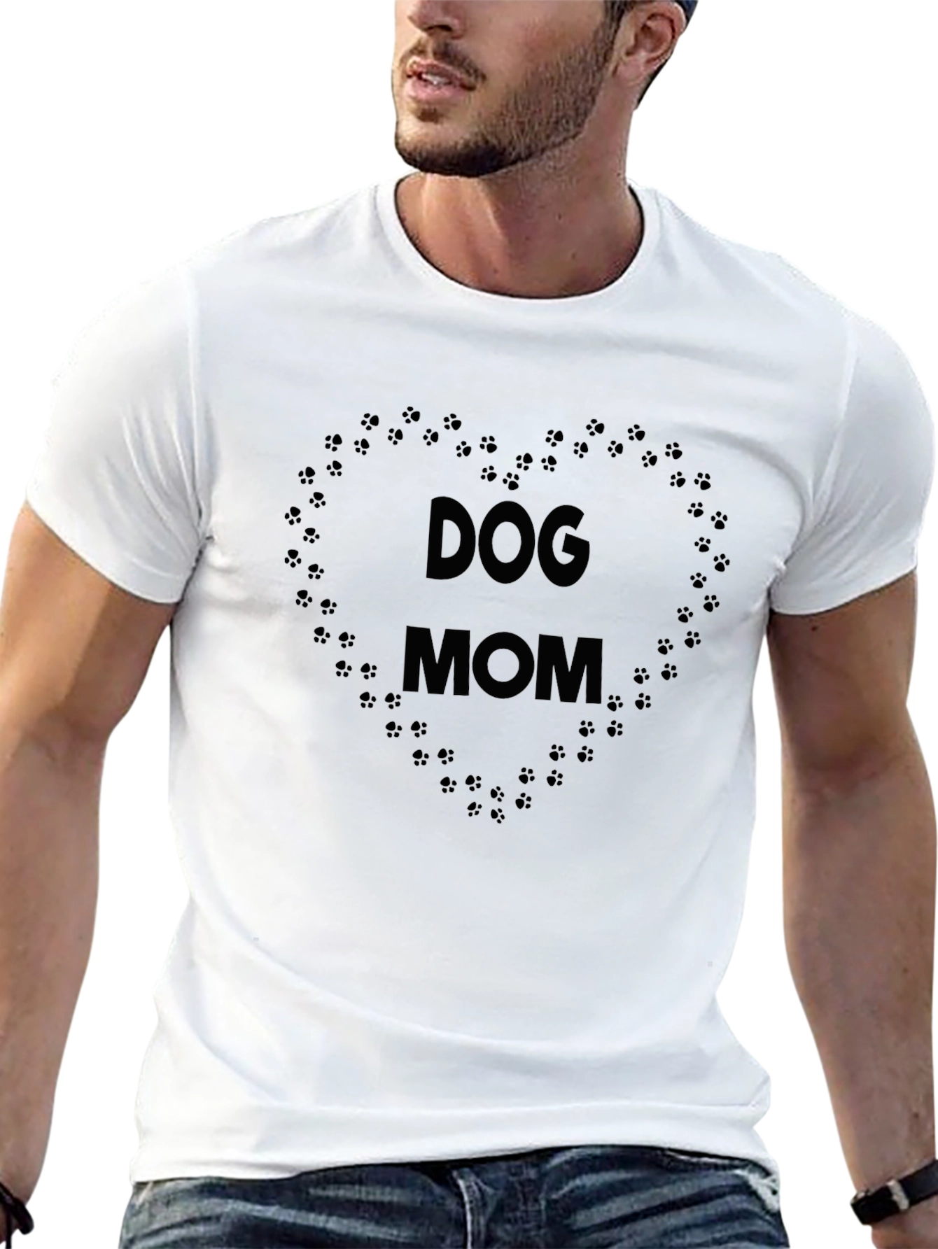 Dog Mom Paw Print Heart Graphic Tee