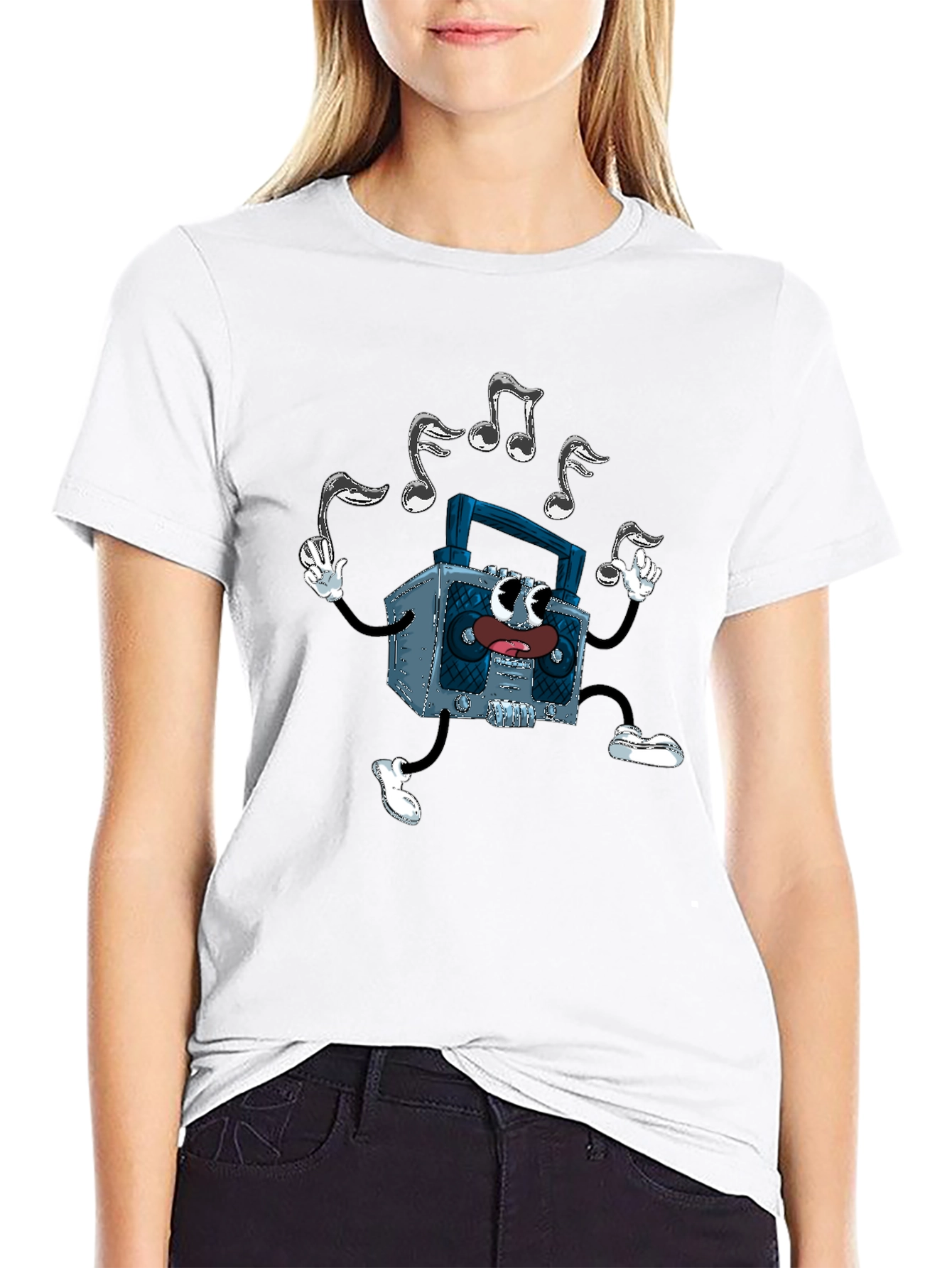 Cartoon Radio T-Shirt - Music Lover Graphic Tee