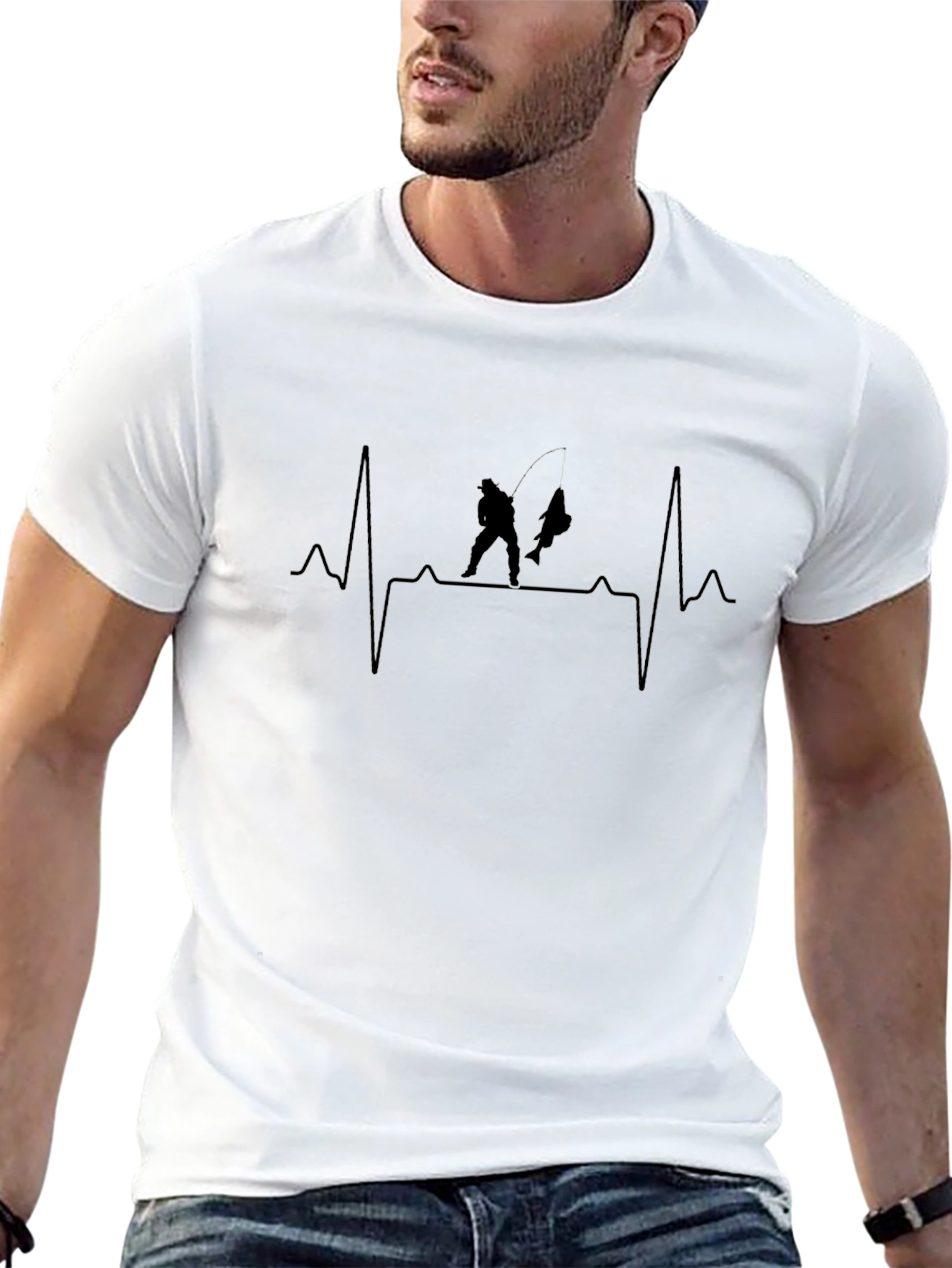 Fisherman Heartbeat Graphic Tee