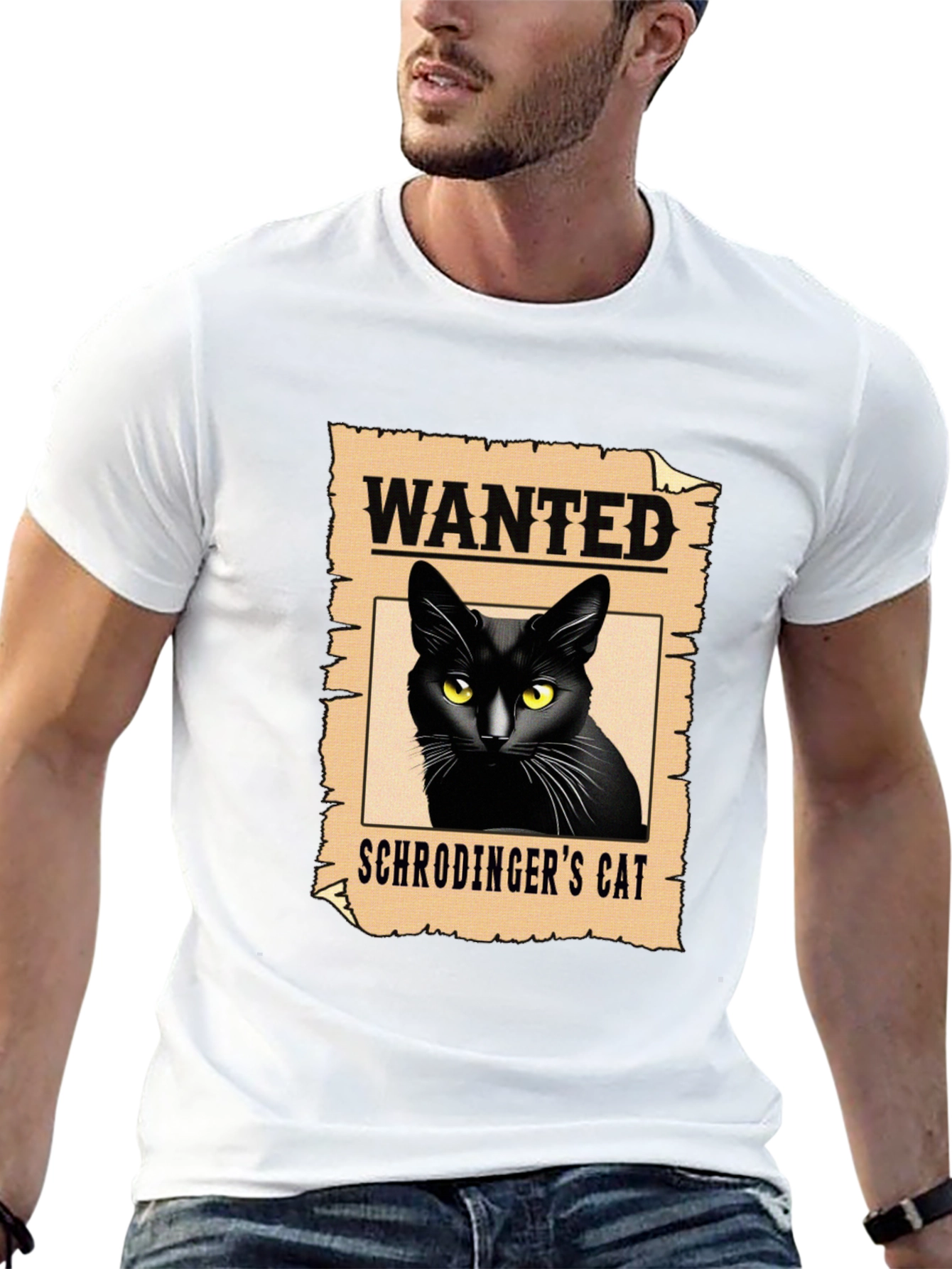 Wanted Schrödingers Cat Black T-Shirt