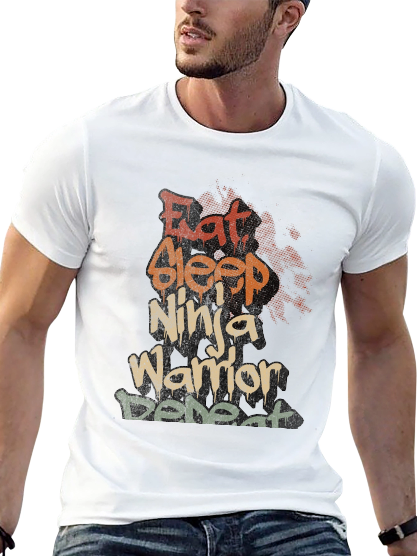Eat Sleep Ninja Warrior Defeat Graphic T-Shirt
