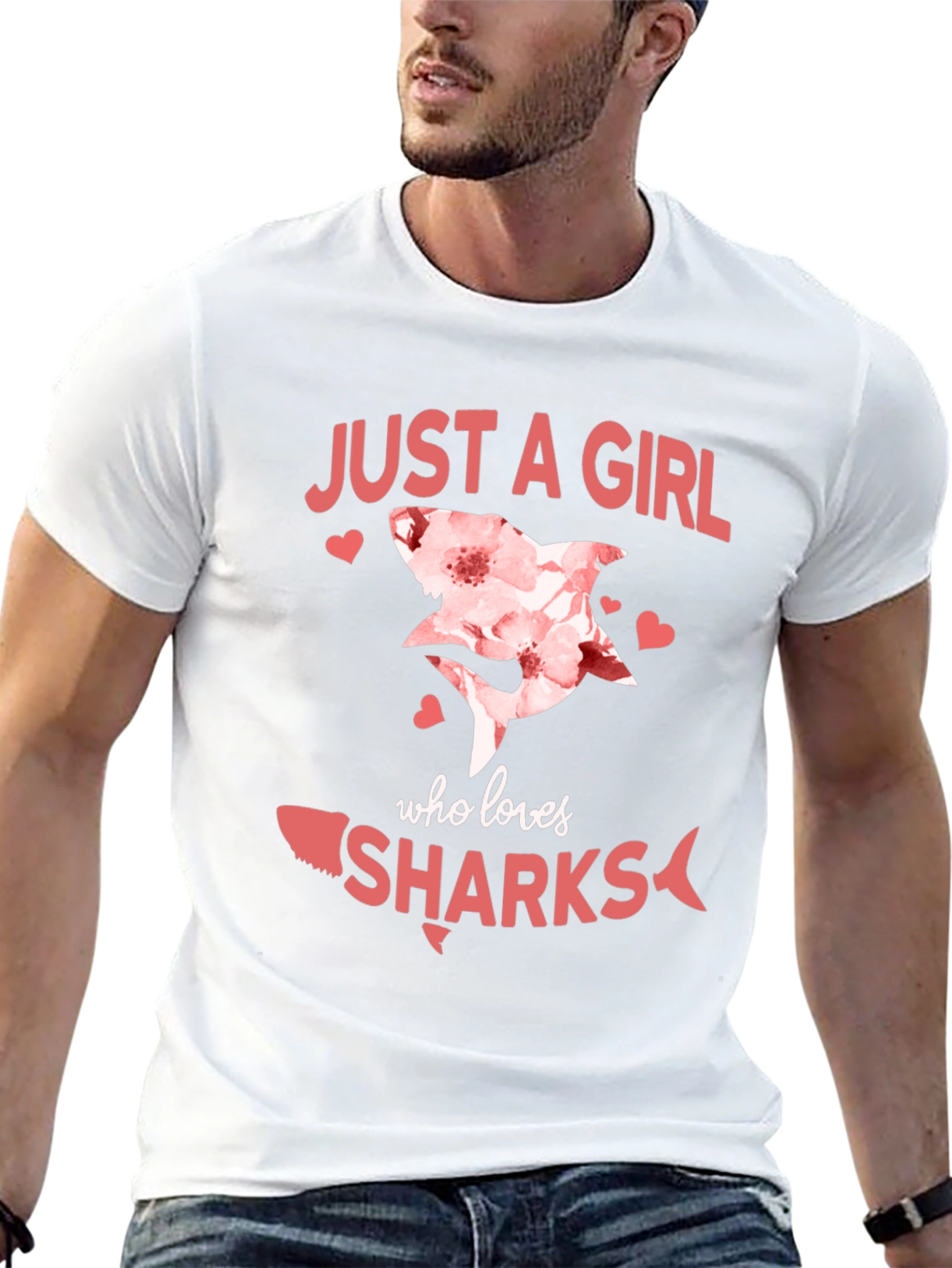 Just A Girl Who Loves Sharks Black T-Shirt