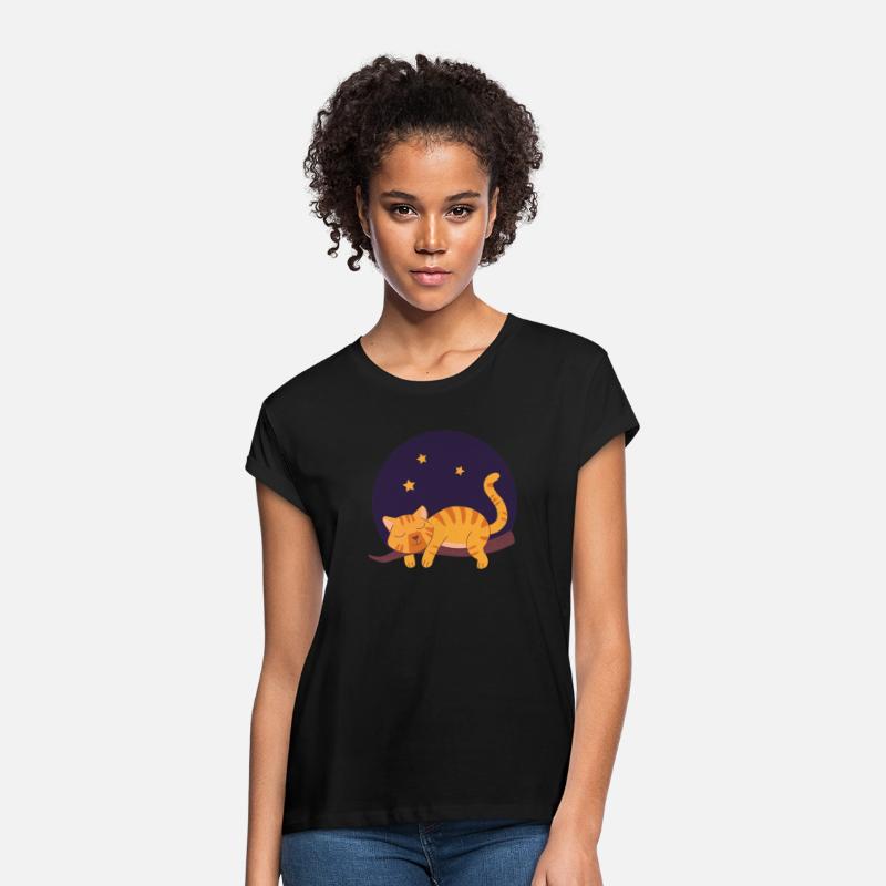 kawaii cat napping on branch at night among stars
