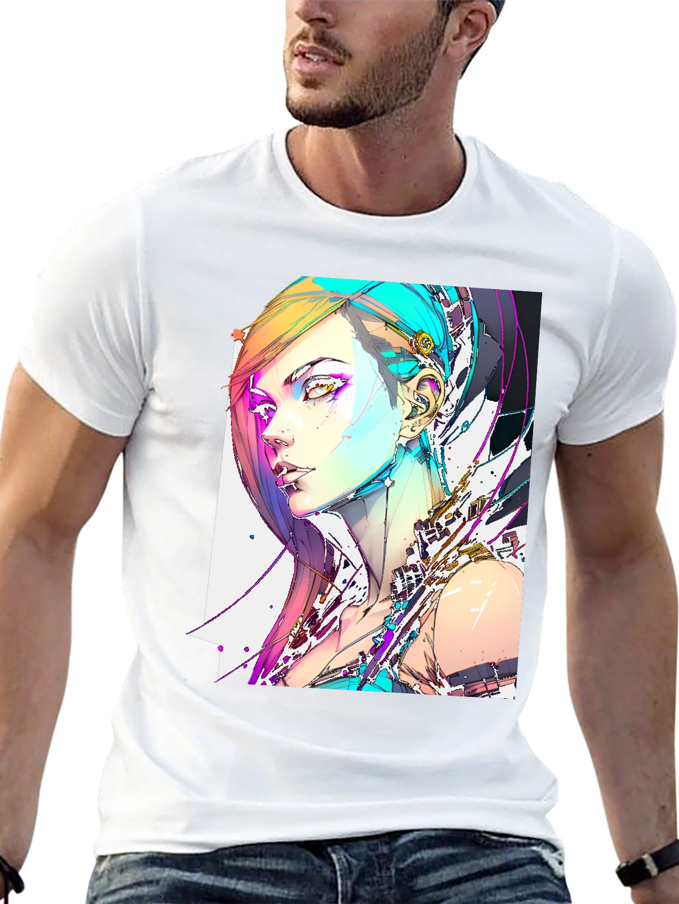 Cyberpunk Girl Graphic Black T-Shirt