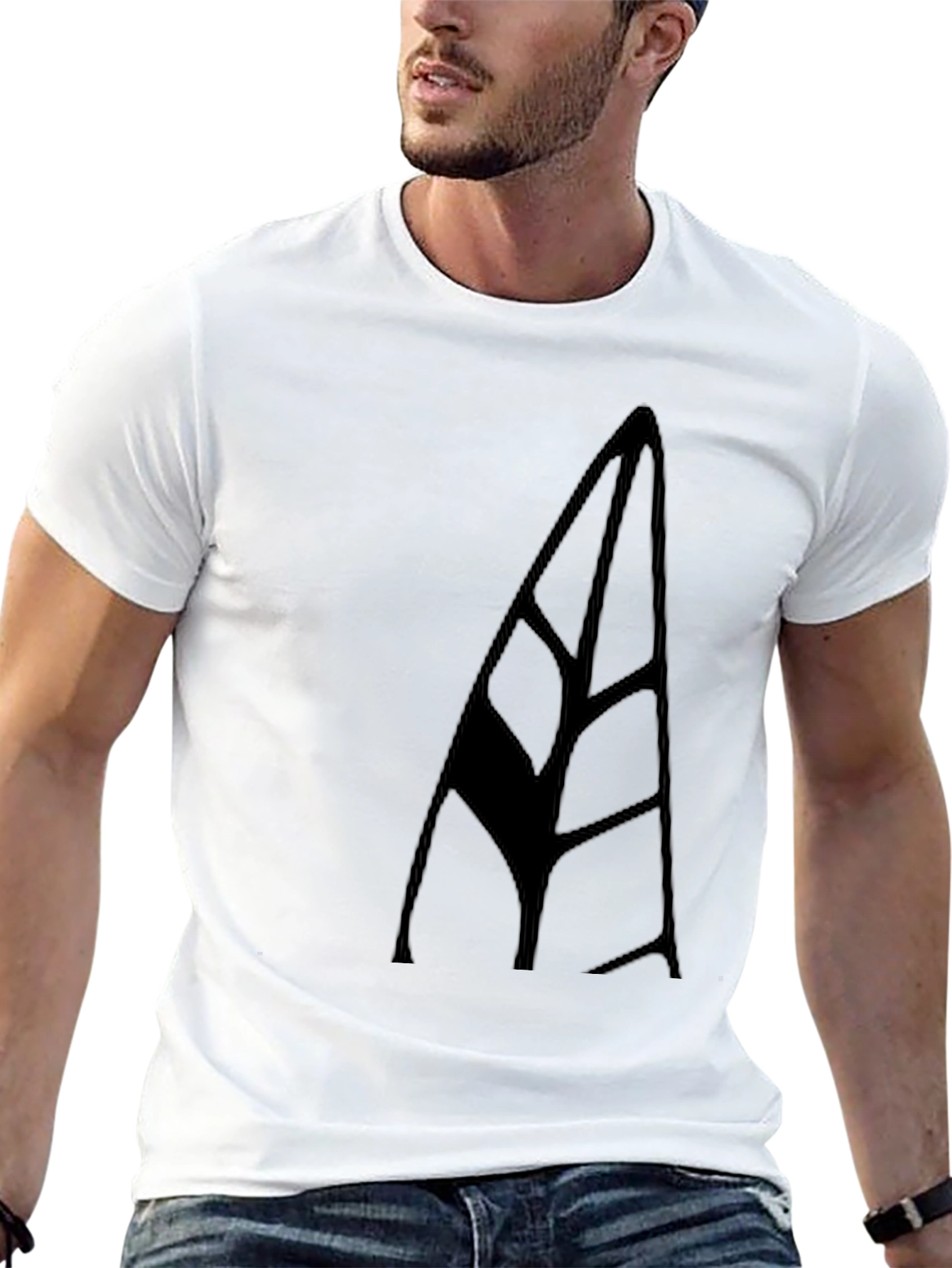 Minimalist Black Tee with Abstract Leaf Design