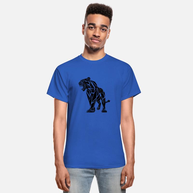 Lion Geometric Black and White Illustration of a T