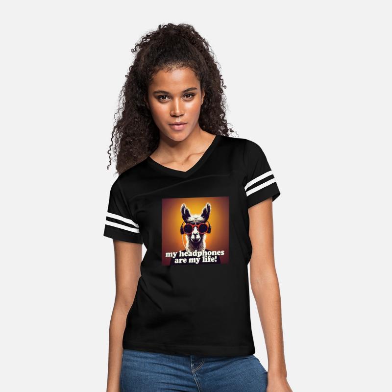 llama with round glasses with eyes and headphone