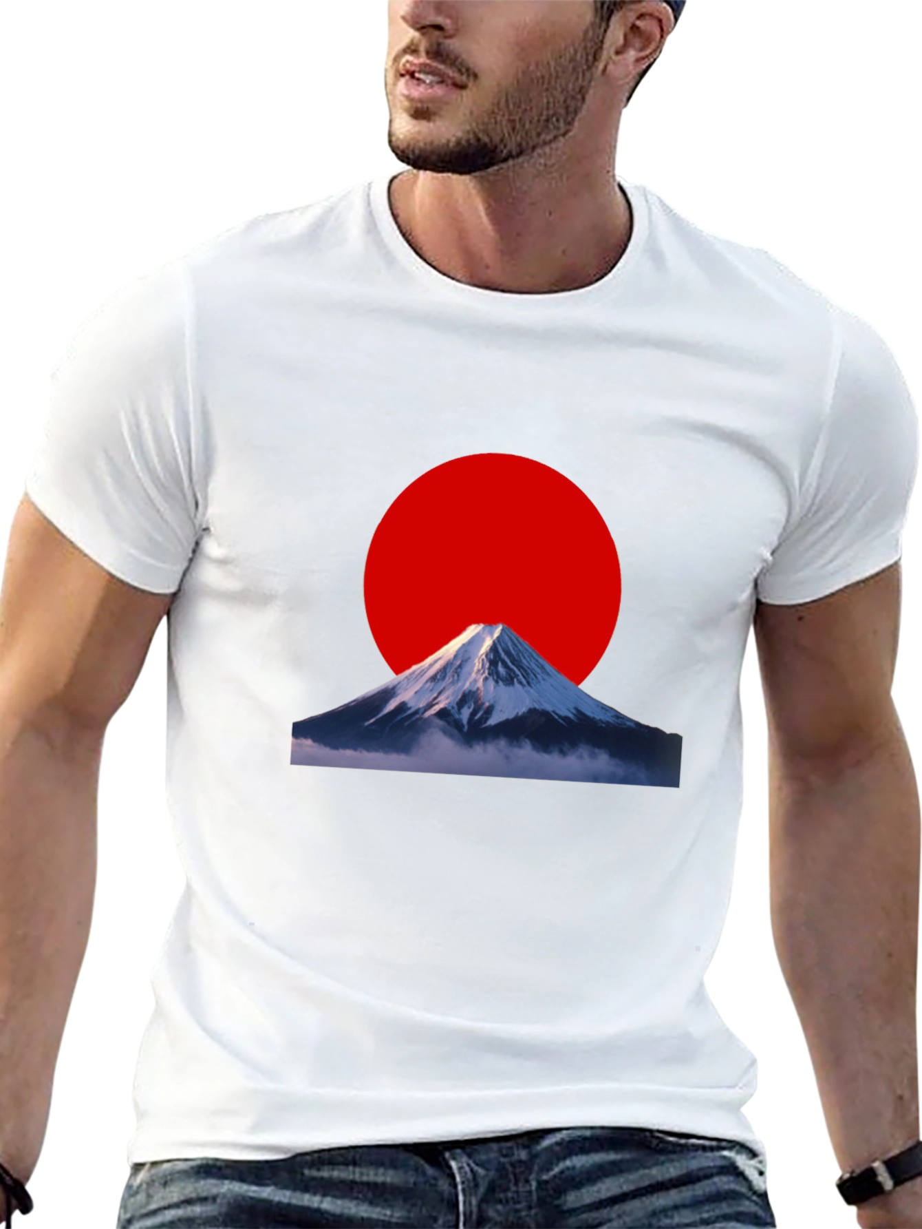 Mount Fuji Red Sun Graphic Tee - Black