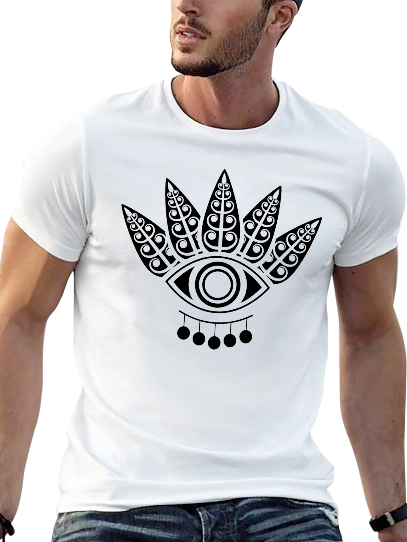 Tribal Eye Graphic T-Shirt - Black