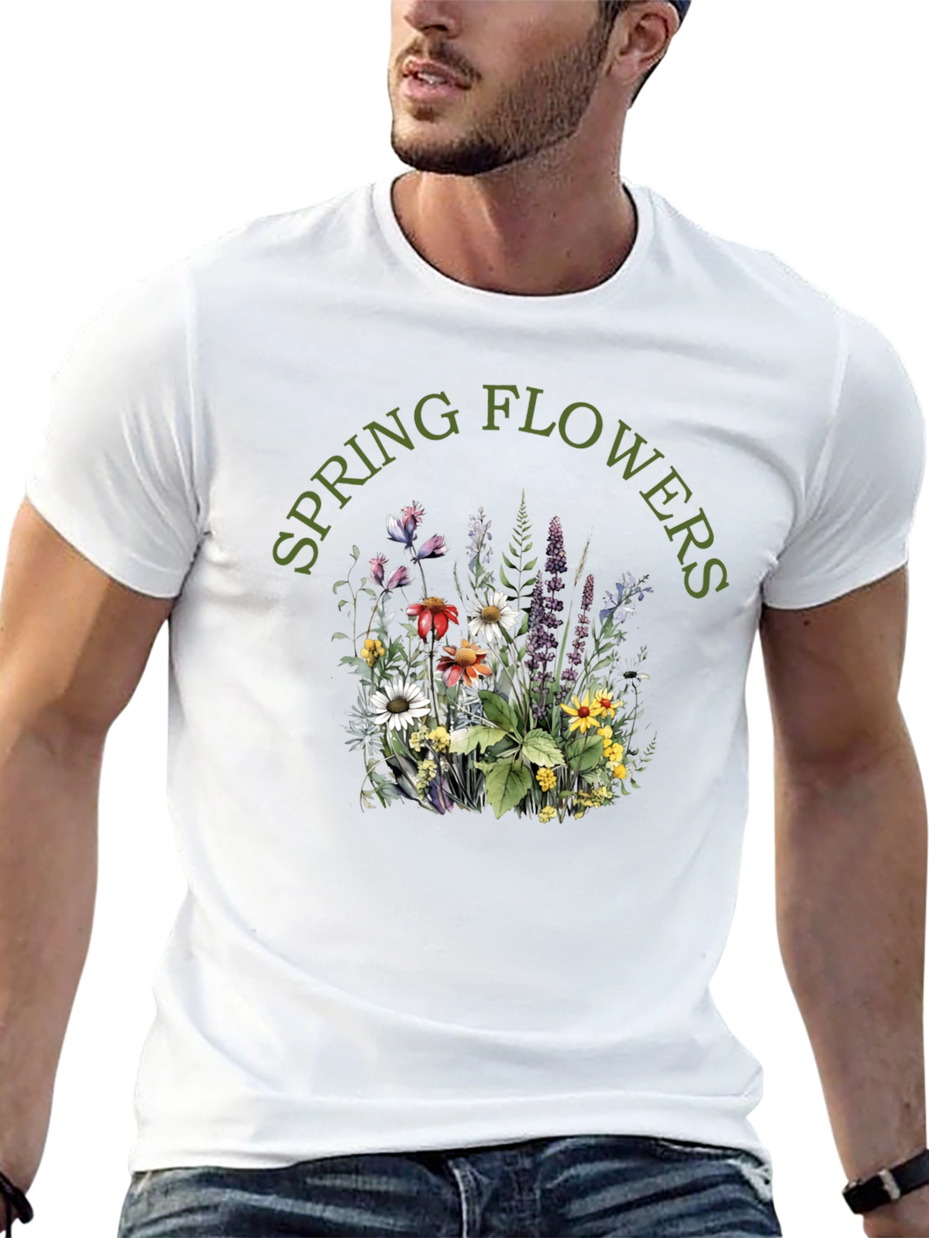 Spring Flowers Black Graphic Tee