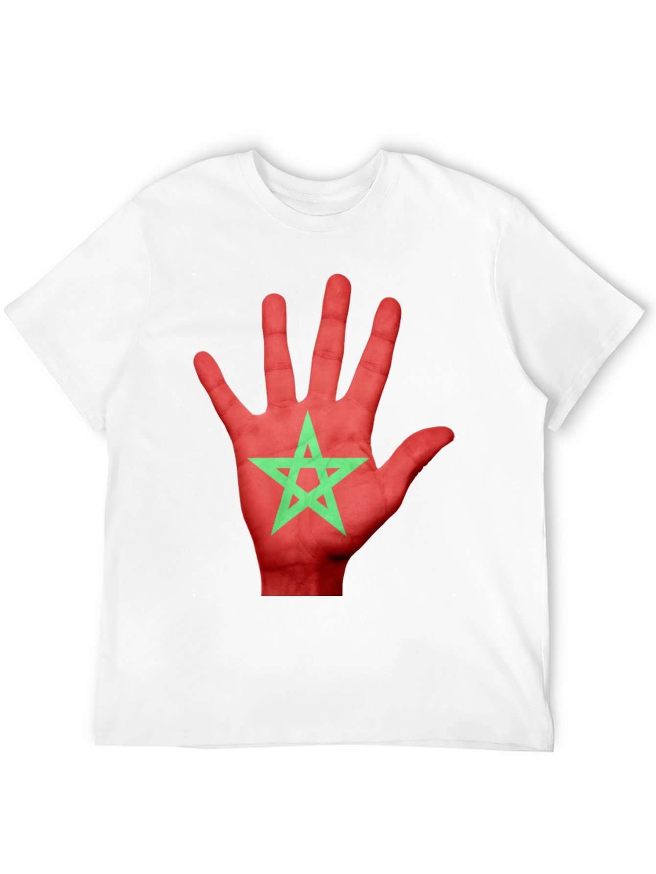 Morocco Flag Hand Print T-Shirt
