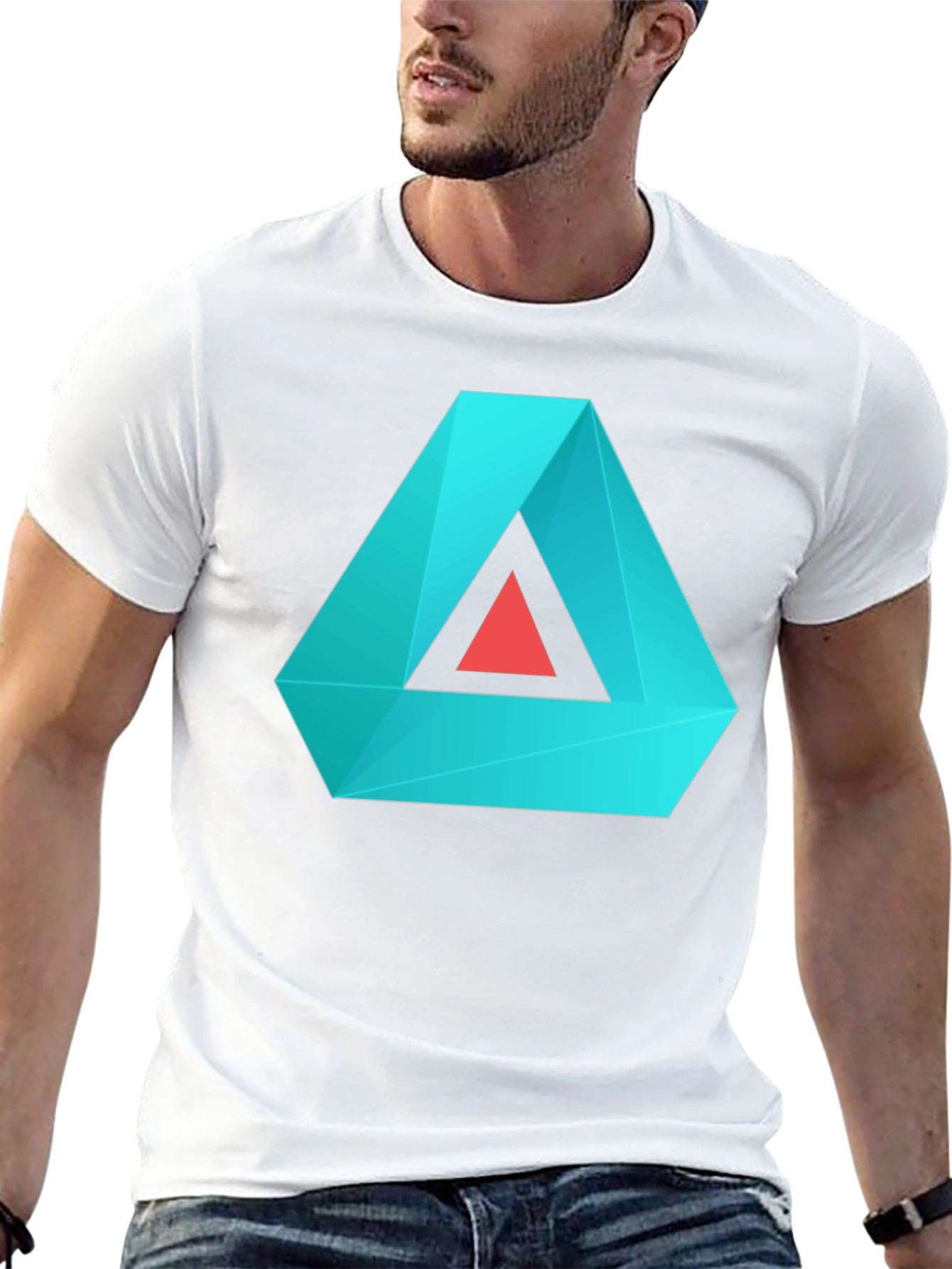 Geometric Triangle Graphic Tee - Modern Casual Style