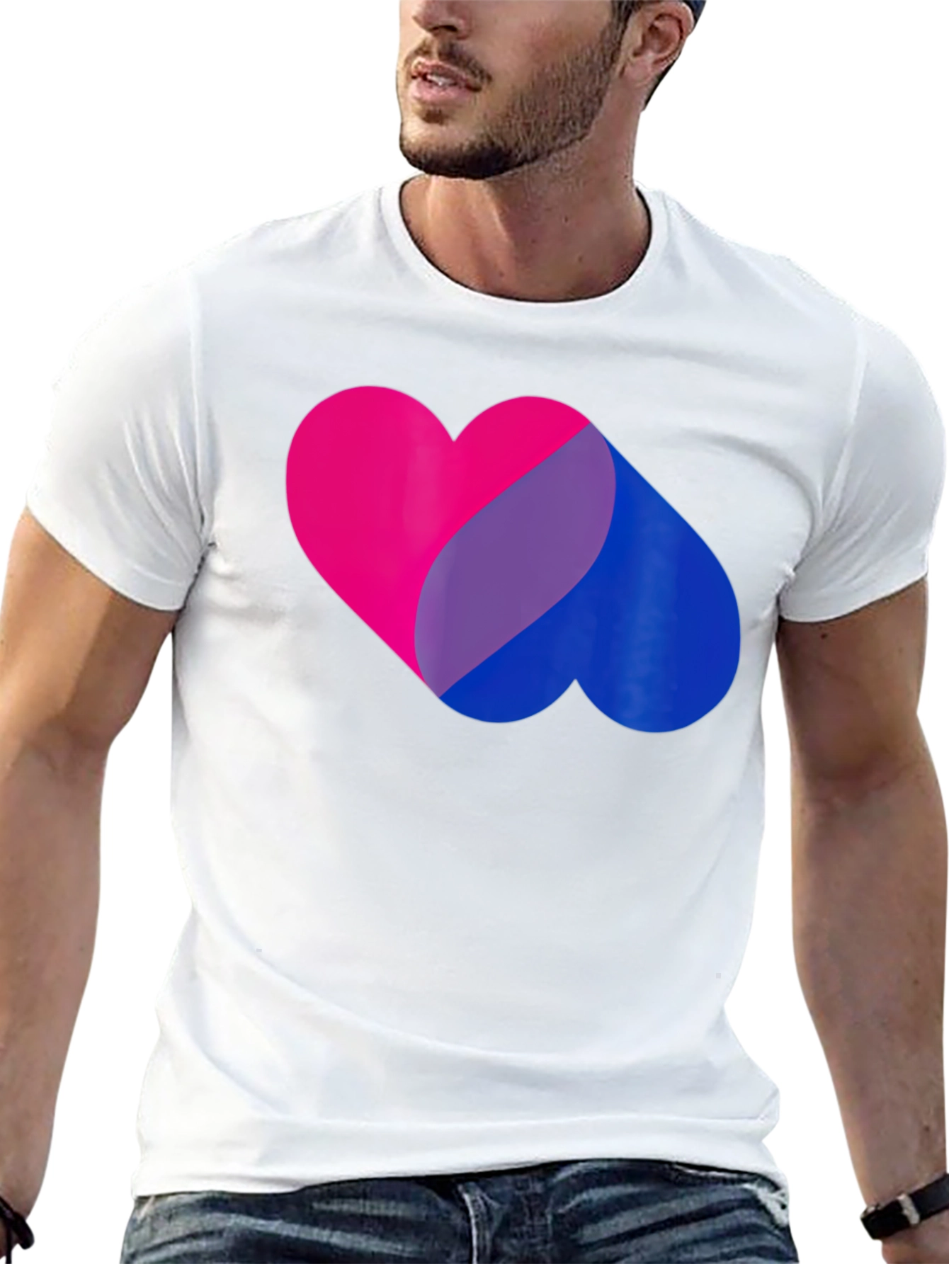 Bisexual Pride Heart Graphic Tee - Black Unisex T-Shirt