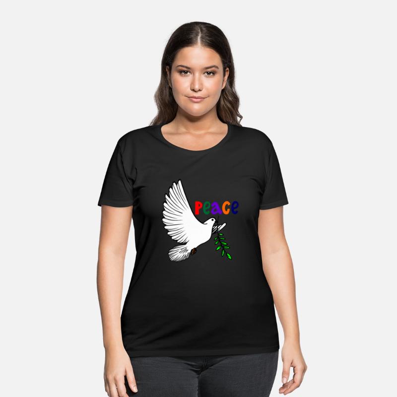 Peace dove white colored text