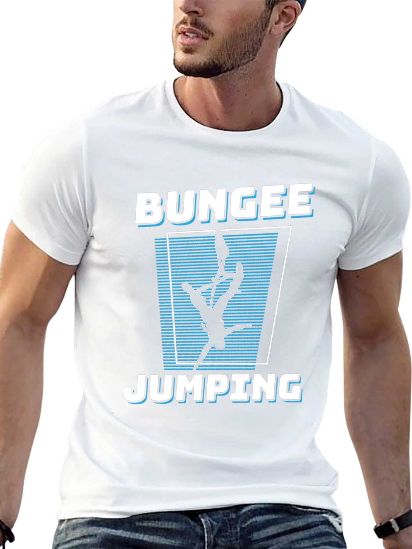 Bungee Jumping Graphic Tee - Black Cotton T-Shirt