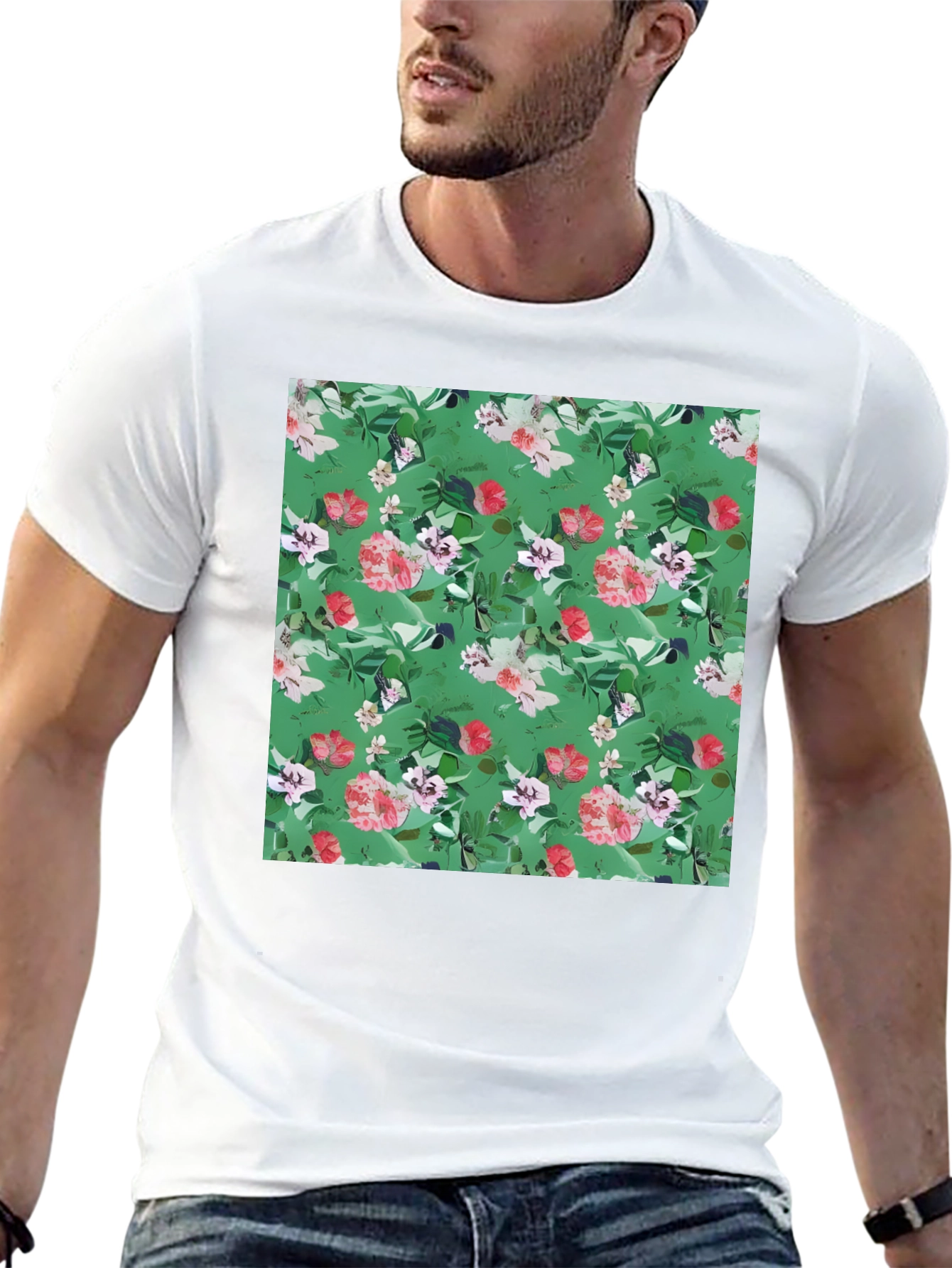 Floral Print Black T-Shirt
