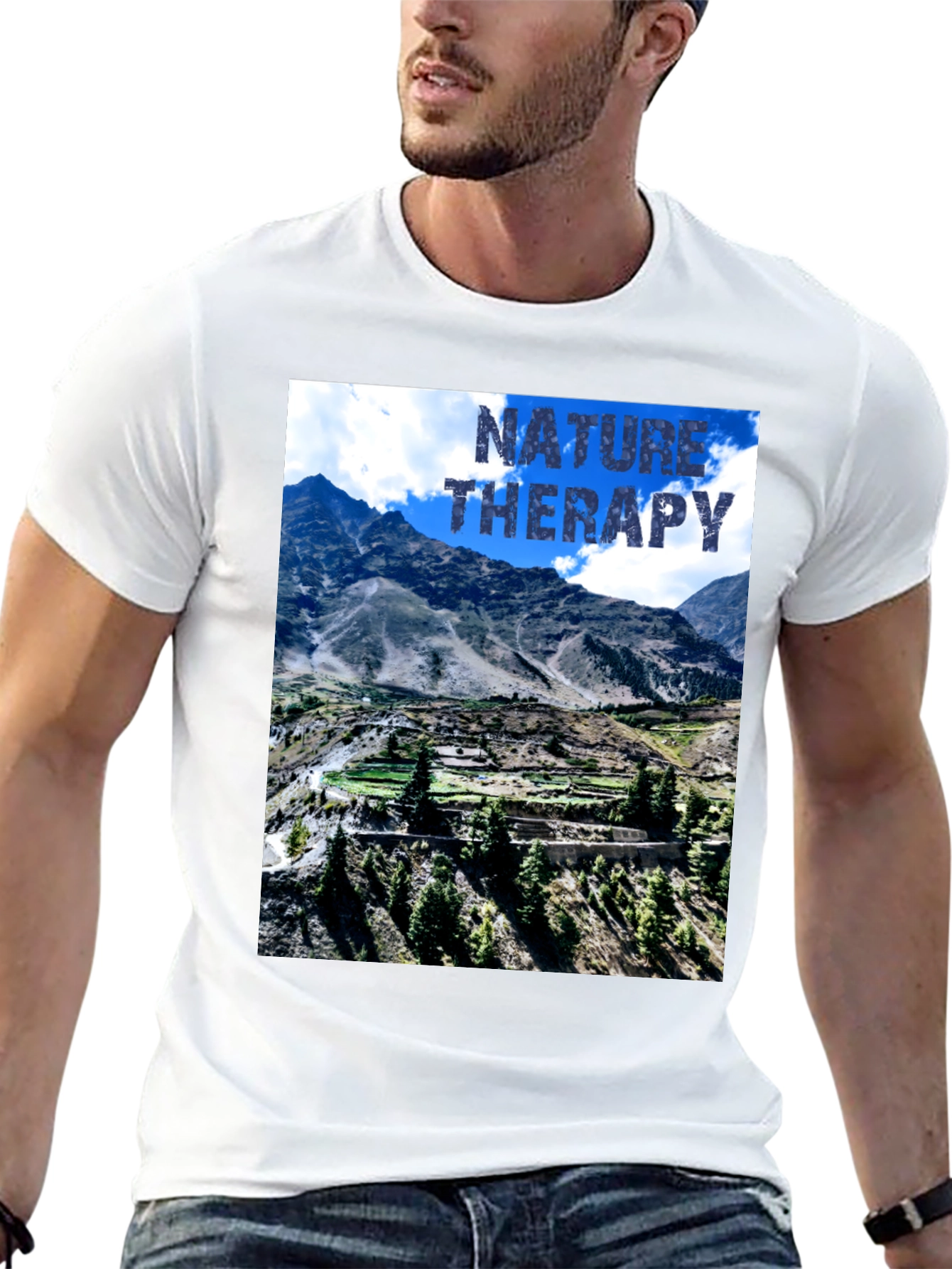 Nature Therapy Graphic T-Shirt - Mountain Scene