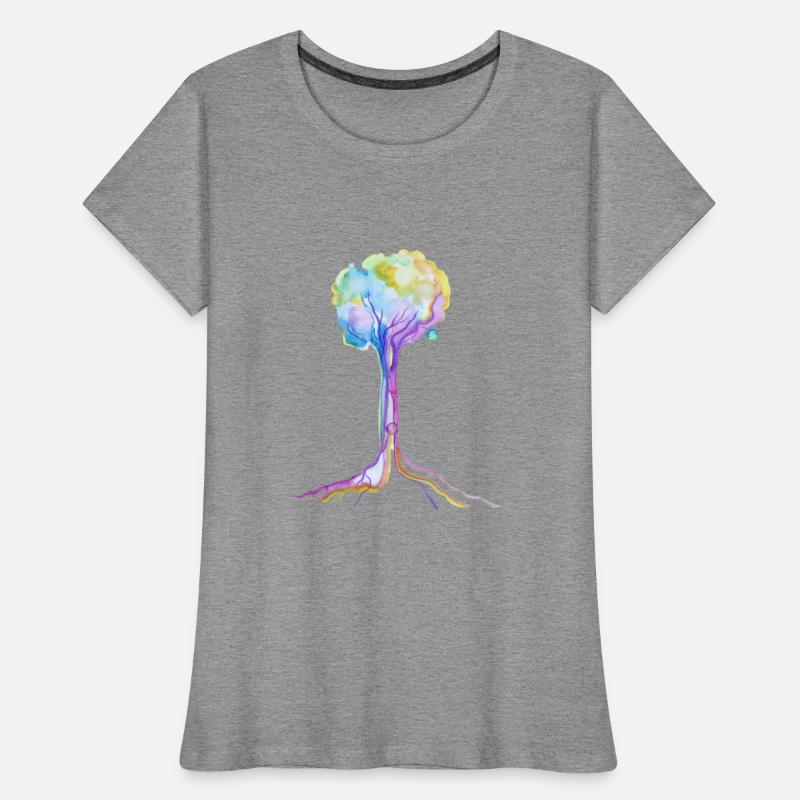 Rainbow watercolor tree art