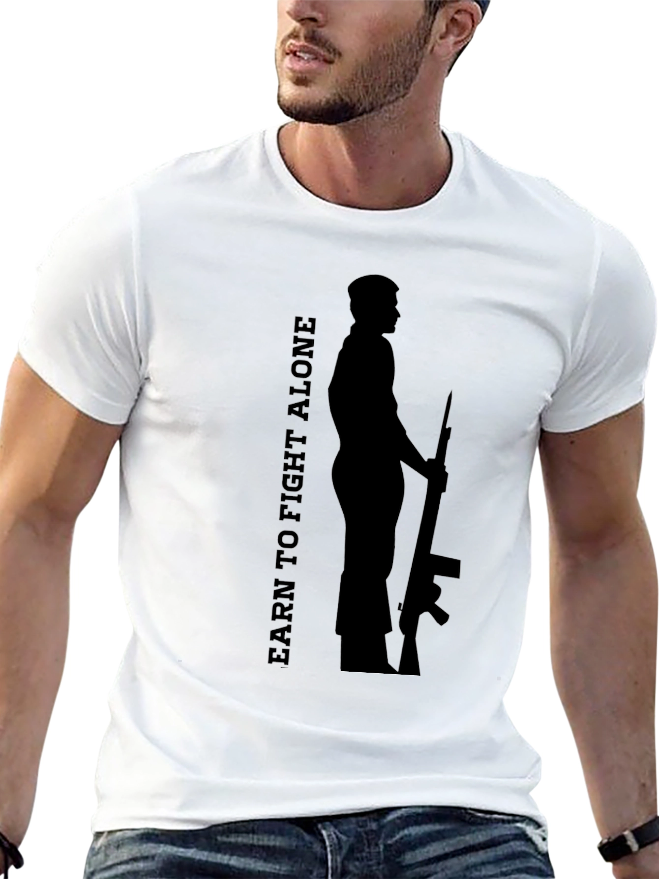 Earn To Fight Alone Graphic Tee - Black