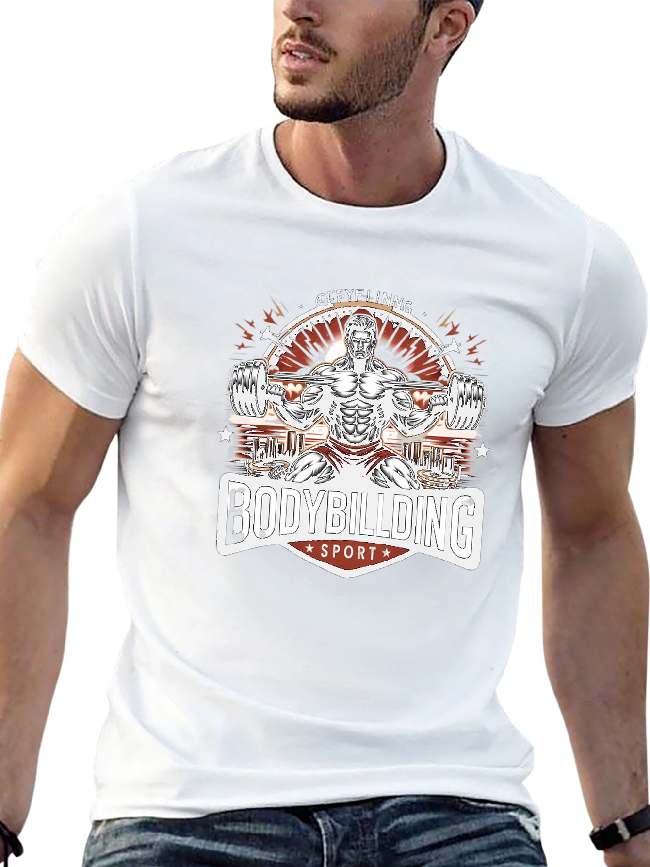 Bodybuilding Sport Graphic Tee - Black T-Shirt