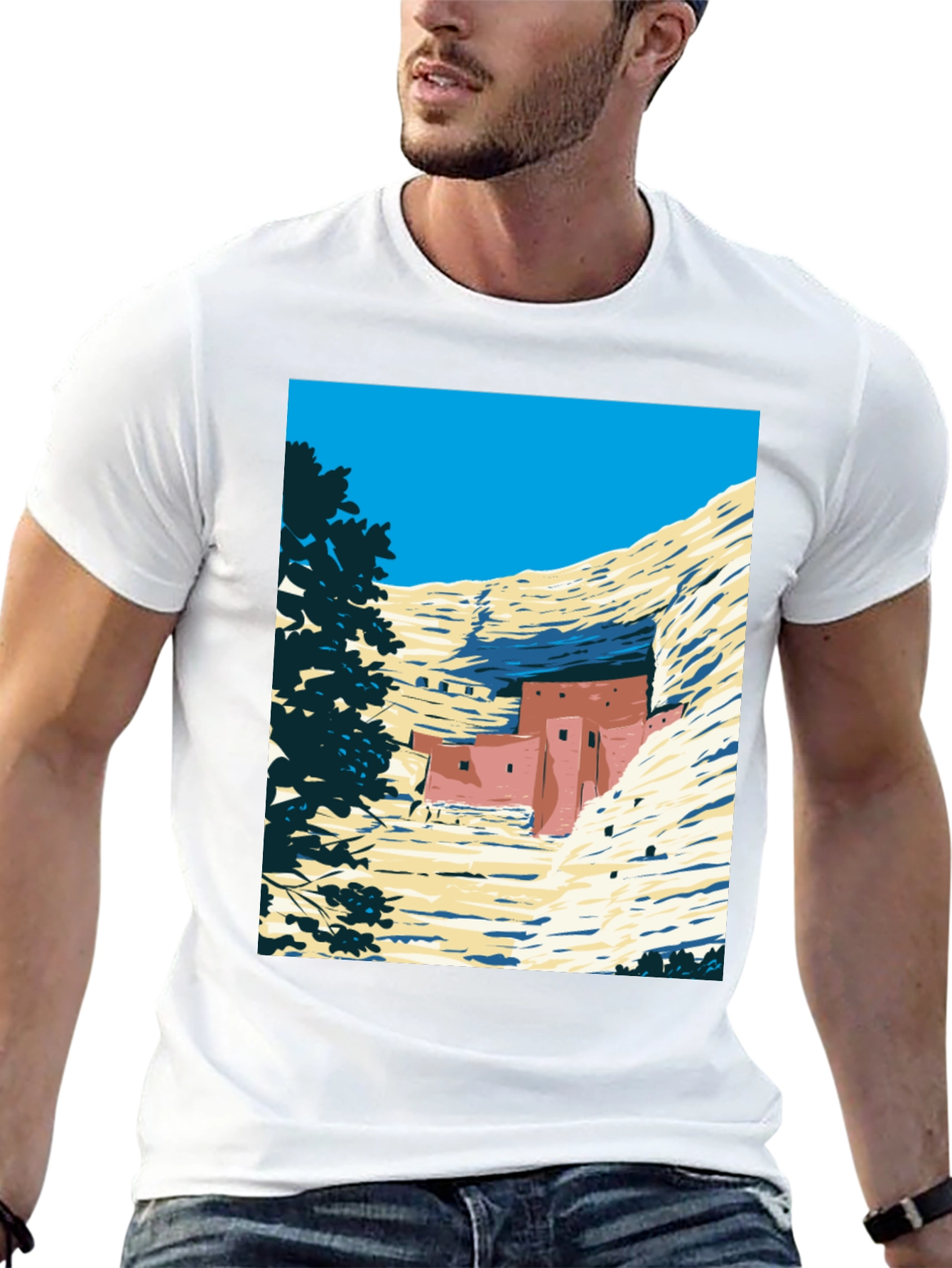 Cliff Dwellings Graphic Tee - Retro Desert Scene