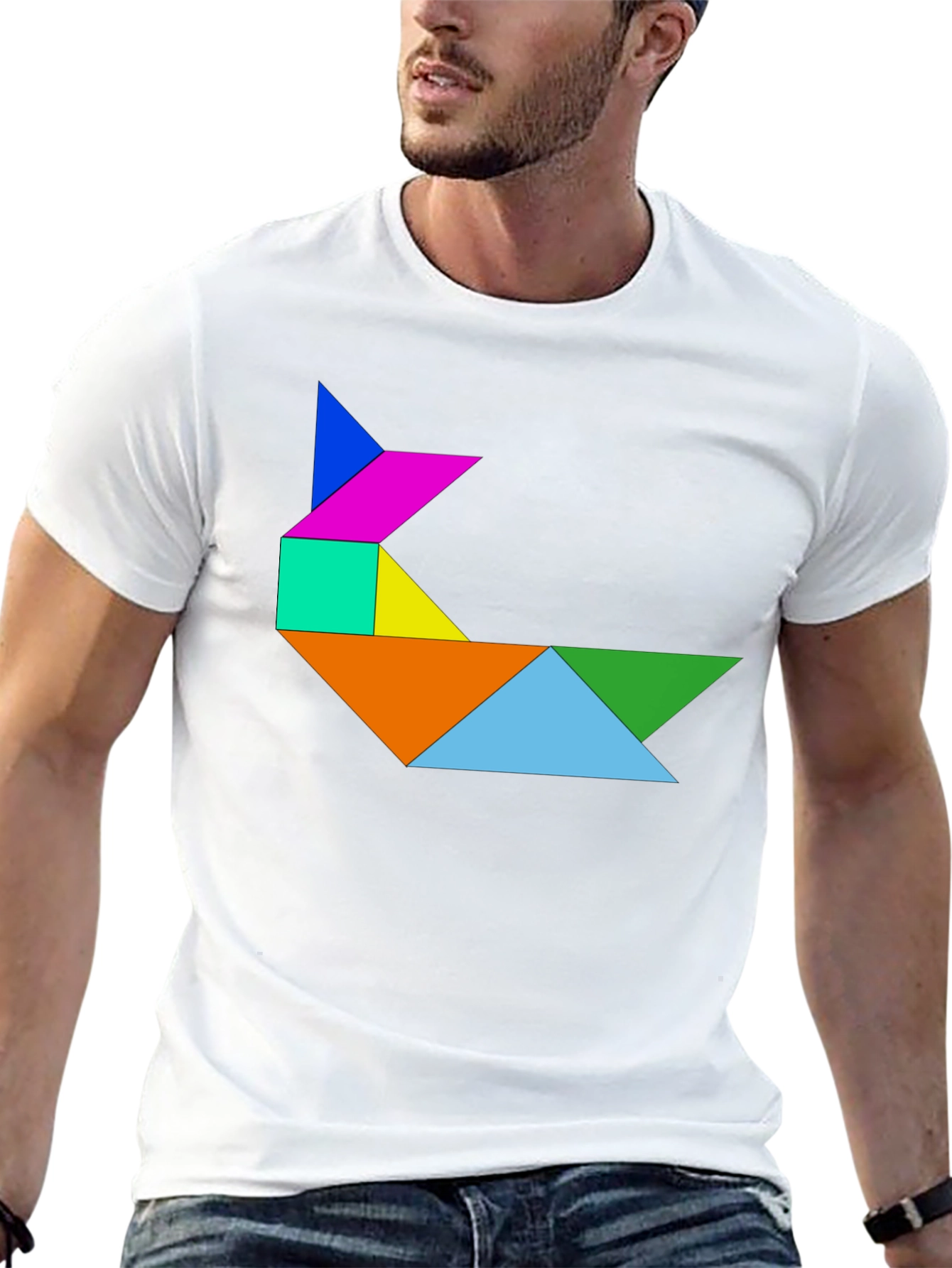 Tangram Rabbit Graphic Tee - Fun Puzzle Design