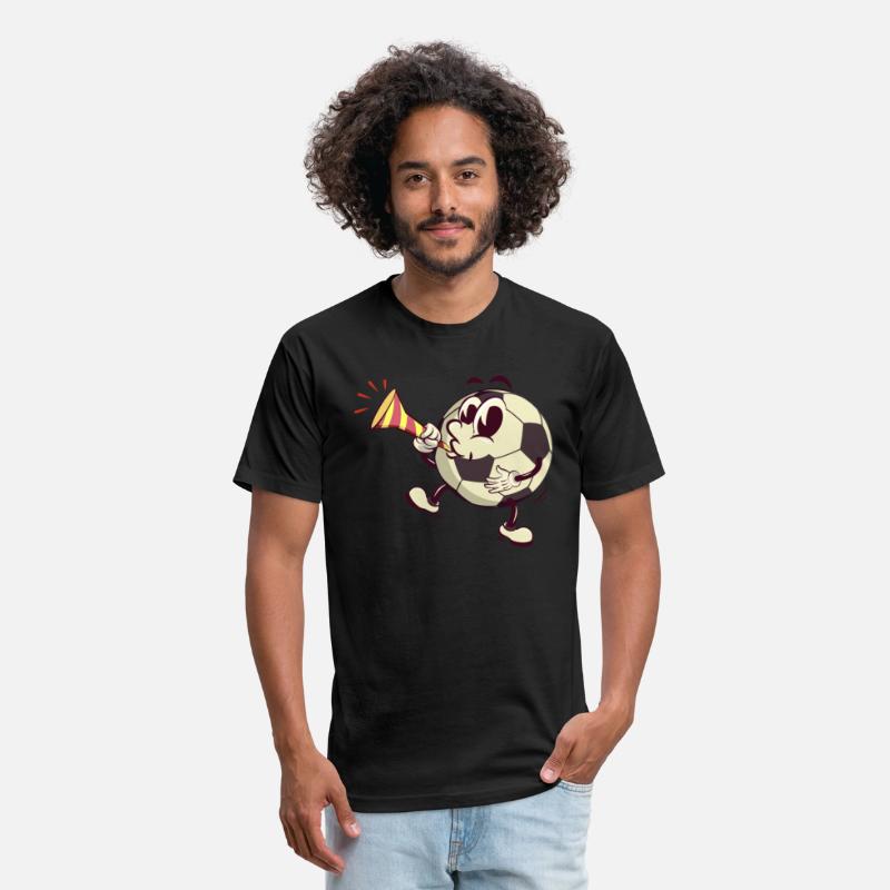 soccer ball cartoon blowing party trumpet