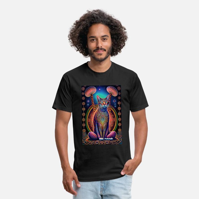 stylized art cat Magic meditating pose-cat lover