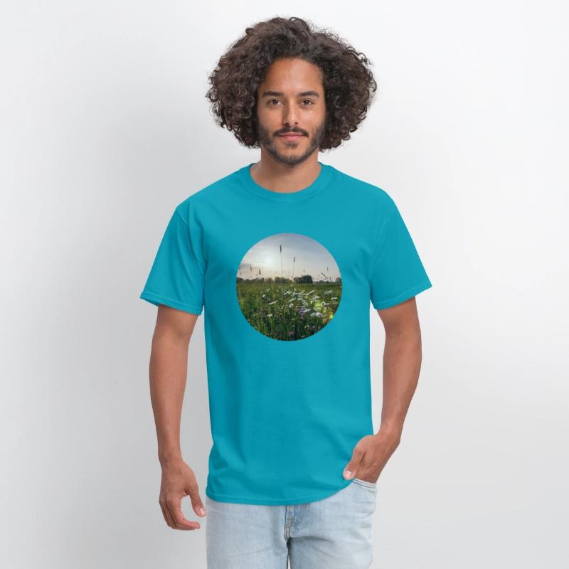 Sunny natural landscape with flowers